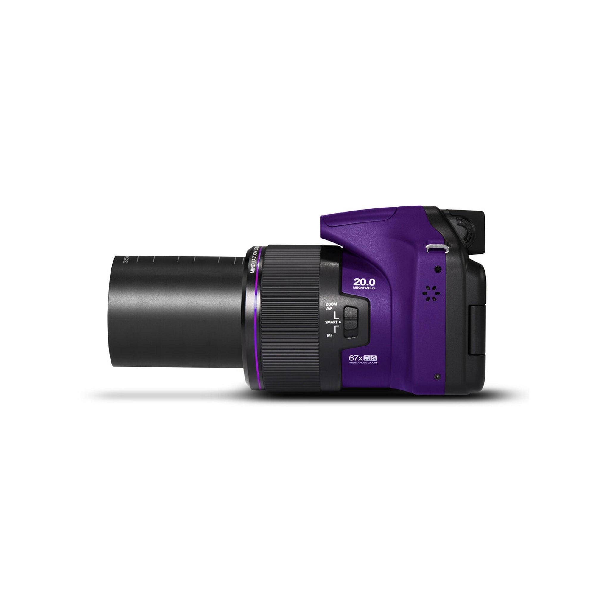Purple Minolta MN67Z Bridge Digital Camera with 20 Megapixels, 1080p HD Video Recording and 67x Optical Zoom
