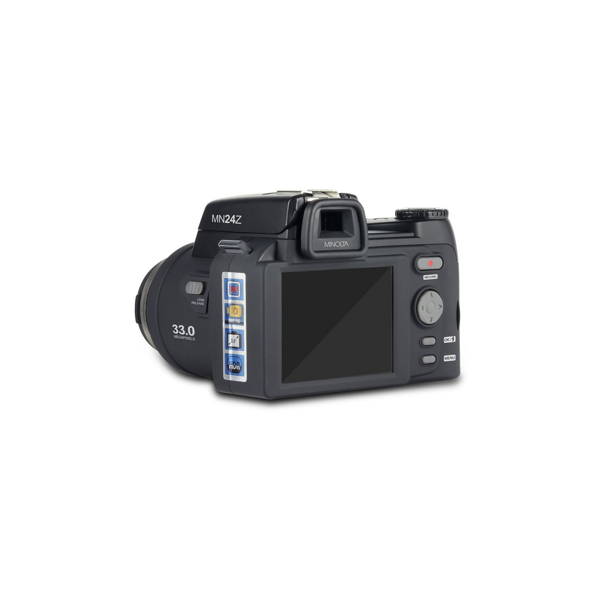 Black Minolta MN24Z 33MP 1080p HD Digital Camera with Interchangeable Lens Kit