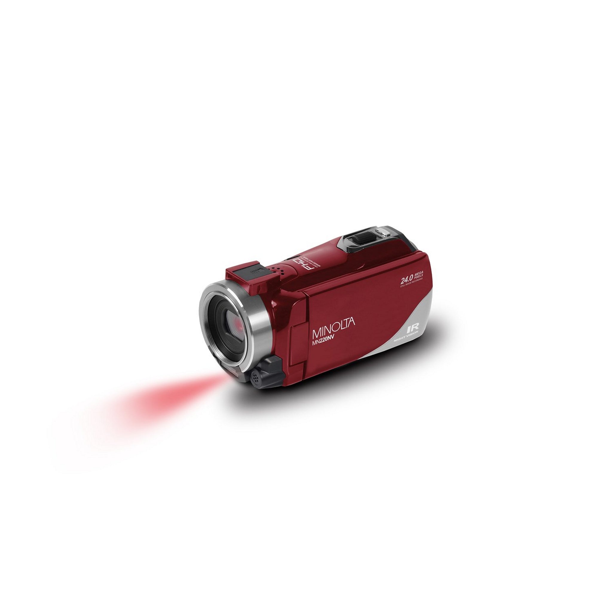 Red Minolta MN220NV Digital HD Camcorder with 1080p Resolution, 24 MP, Night Vision, and WiFi Connectivity
