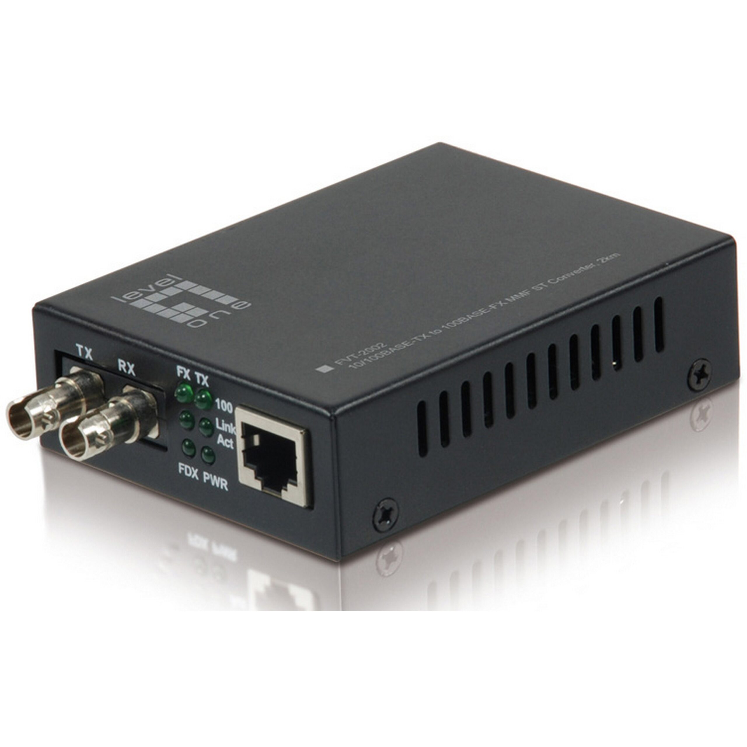 LevelOne FVT-2002 High-Speed RJ45 to ST Fast Ethernet Media Converter for Network Signal Conversion