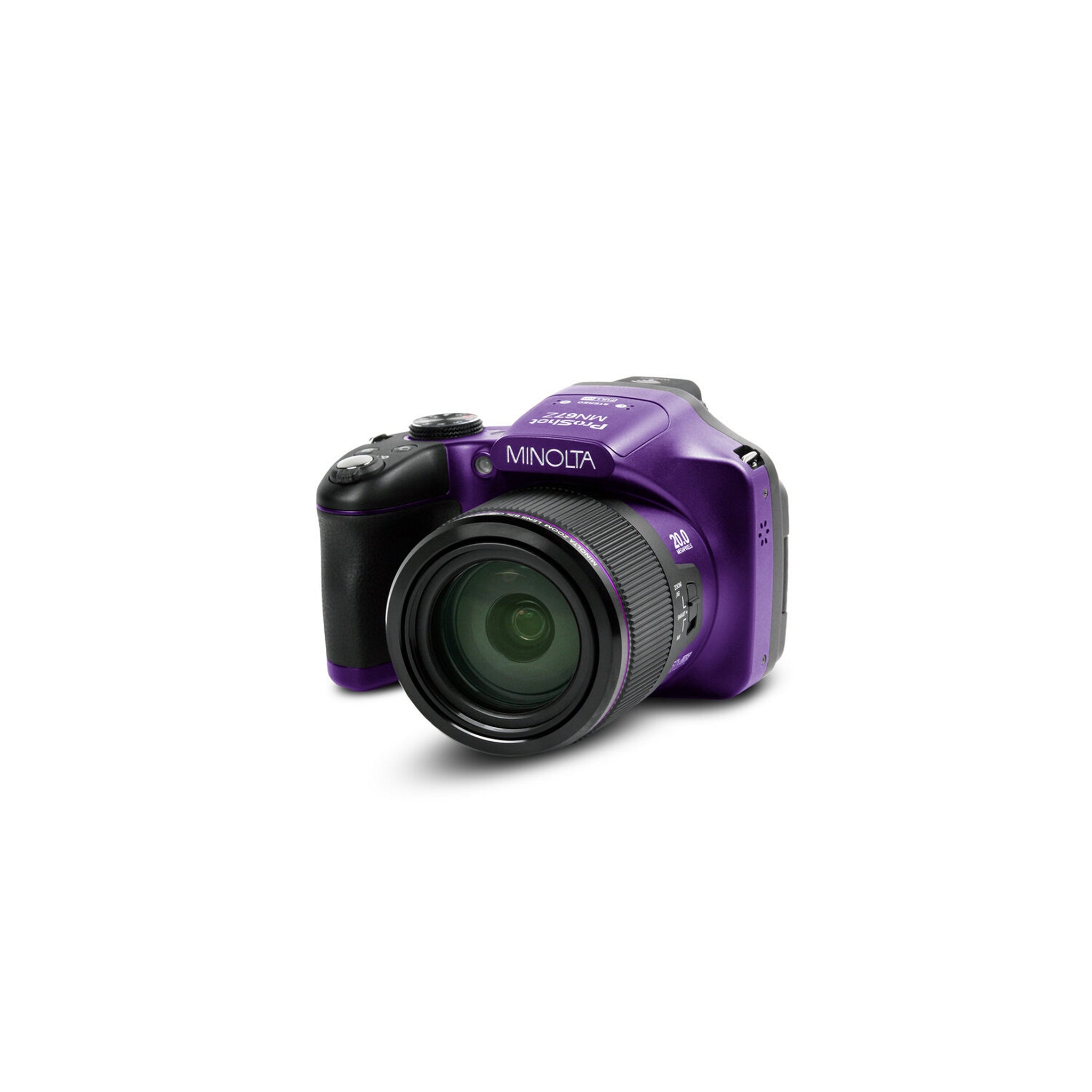 Purple Minolta MN67Z Bridge Digital Camera with 20 Megapixels, 1080p HD Video Recording and 67x Optical Zoom