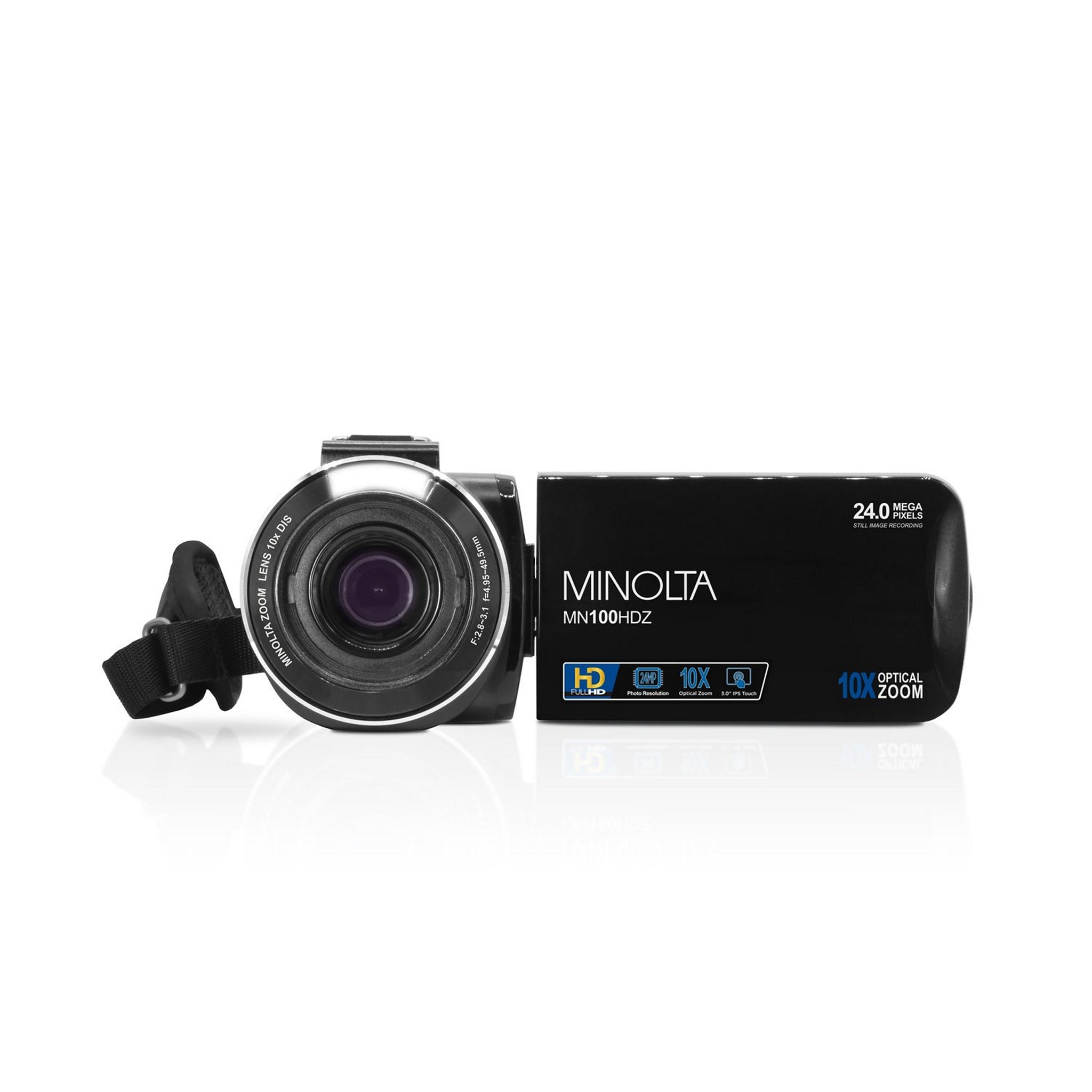 Minolta MN100HDZ Professional 1080P High-Definition Black Camcorder with 10x Optical Zoom