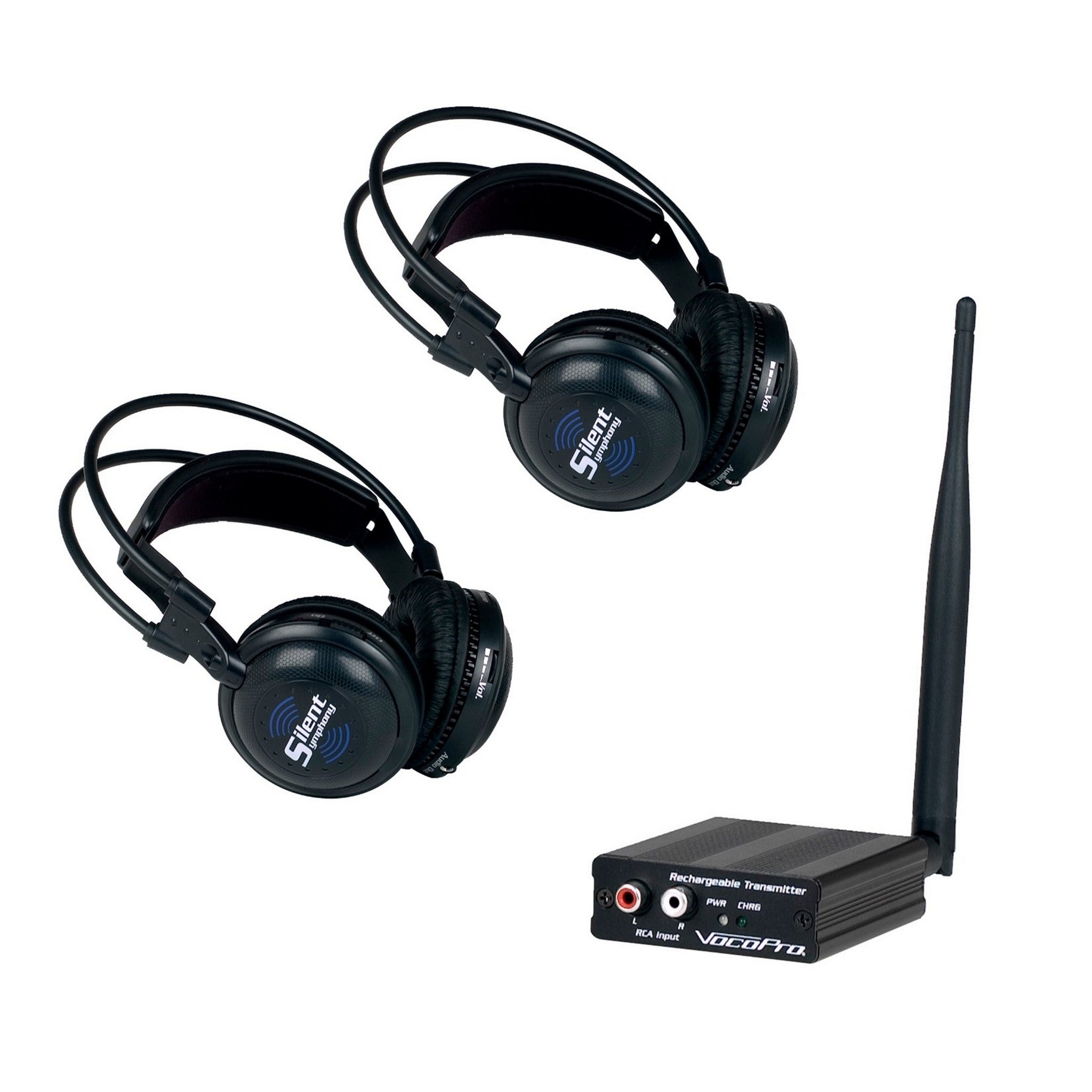 VocoPro Silent Party Event Package - Silent-Party-102 with 1 Transmitter and 2 Wireless Headphone Receivers for Private Gatherings, DJ Battles, and More