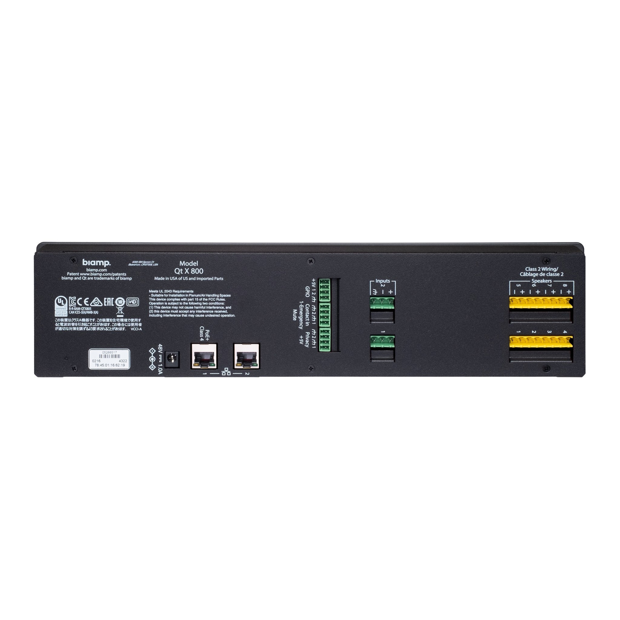 Biamp Cambridge Qt X 800: 8-Zone High - Performance Sound Masking Generator
