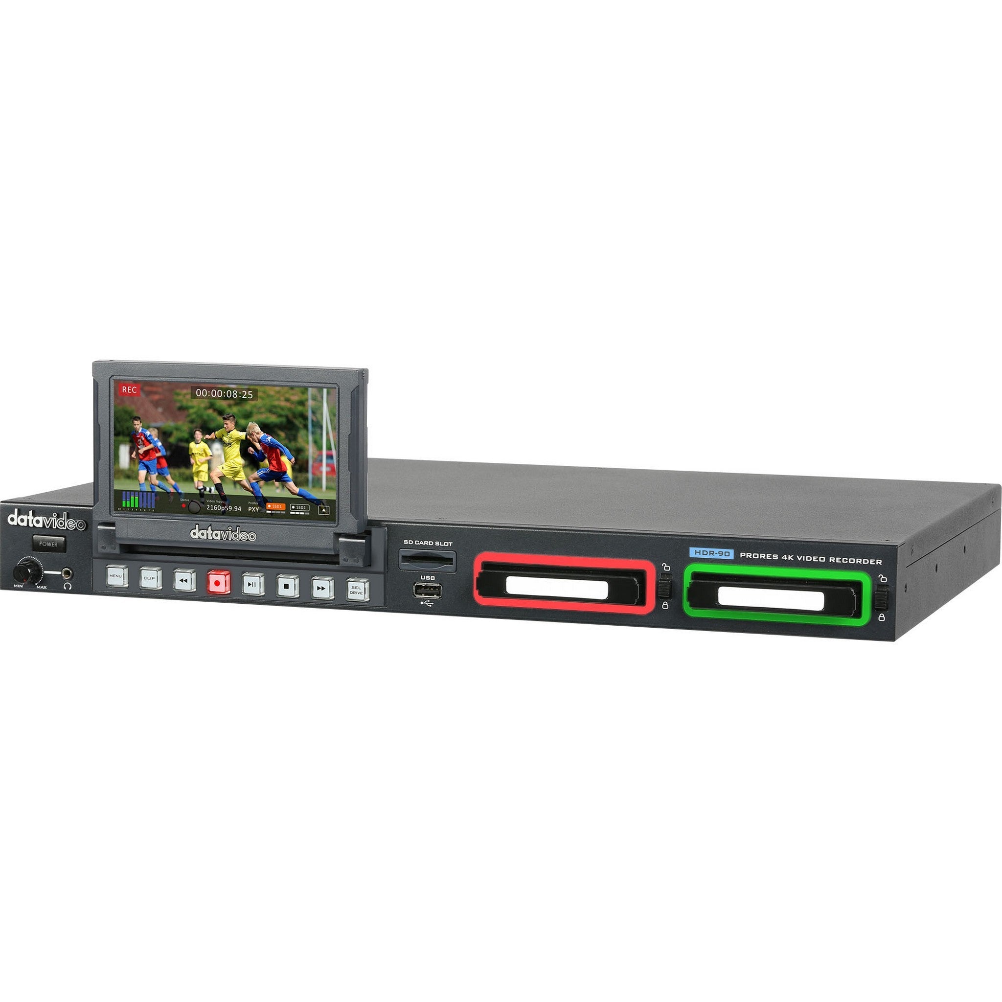 Datavideo HDR-90 Professional Rackmountable 1U ProRes 4K Video Recording Device for Broadcast and Cinematic Productions