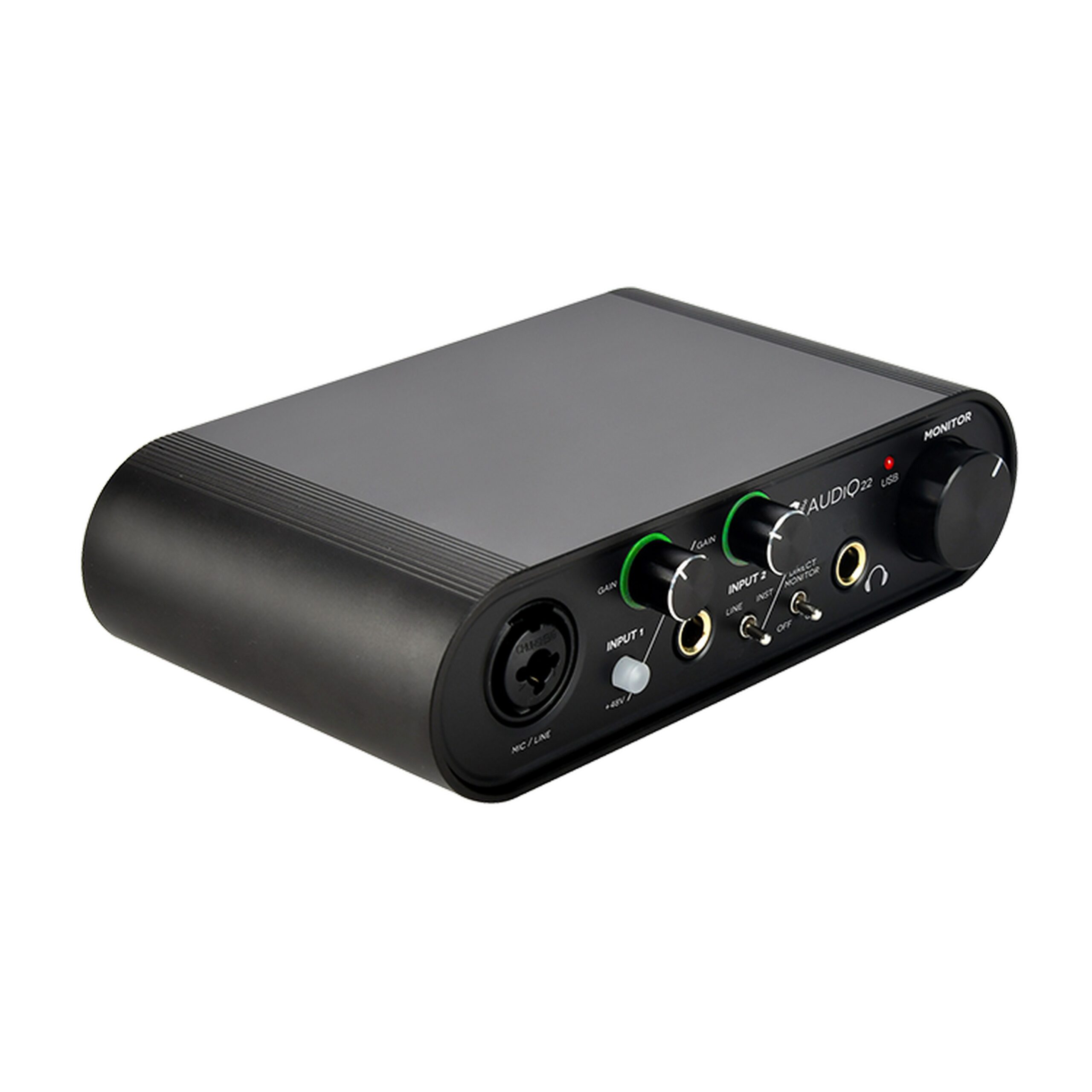 ROQ Audio AUDIQ 22 Professional 2 In/2 Out USB Audio Interface for Recording and Monitoring