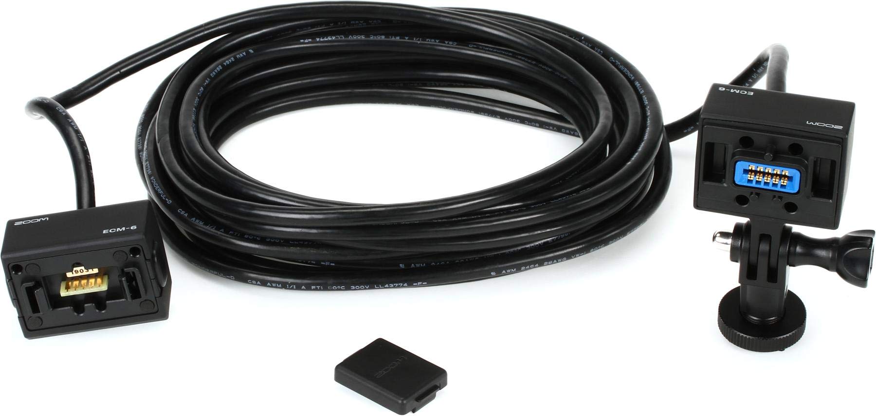 Zoom ECM-6 Hot Shoe Adapter Three Prong Mount 236 Inch Extension Cable for Capsules Tripods Boom Poles DSLRs Video Filmmaking F8 H5 H6 Q8