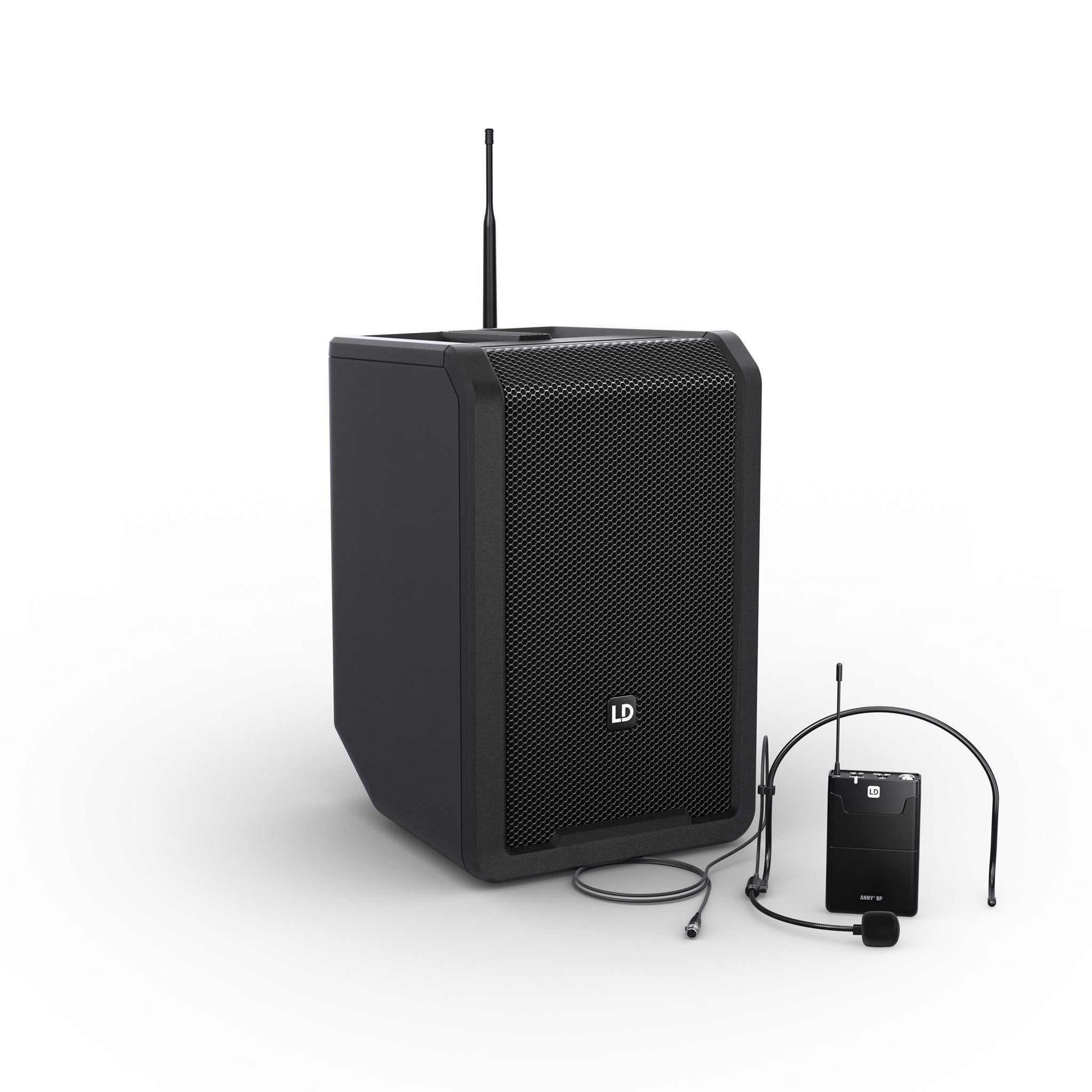 LD Systems ANNY 8 BPH B4.7 USA Version Portable Battery - Powered Bluetooth Public Address Loudspeaker with Headset Microphone for Professional Audio Use