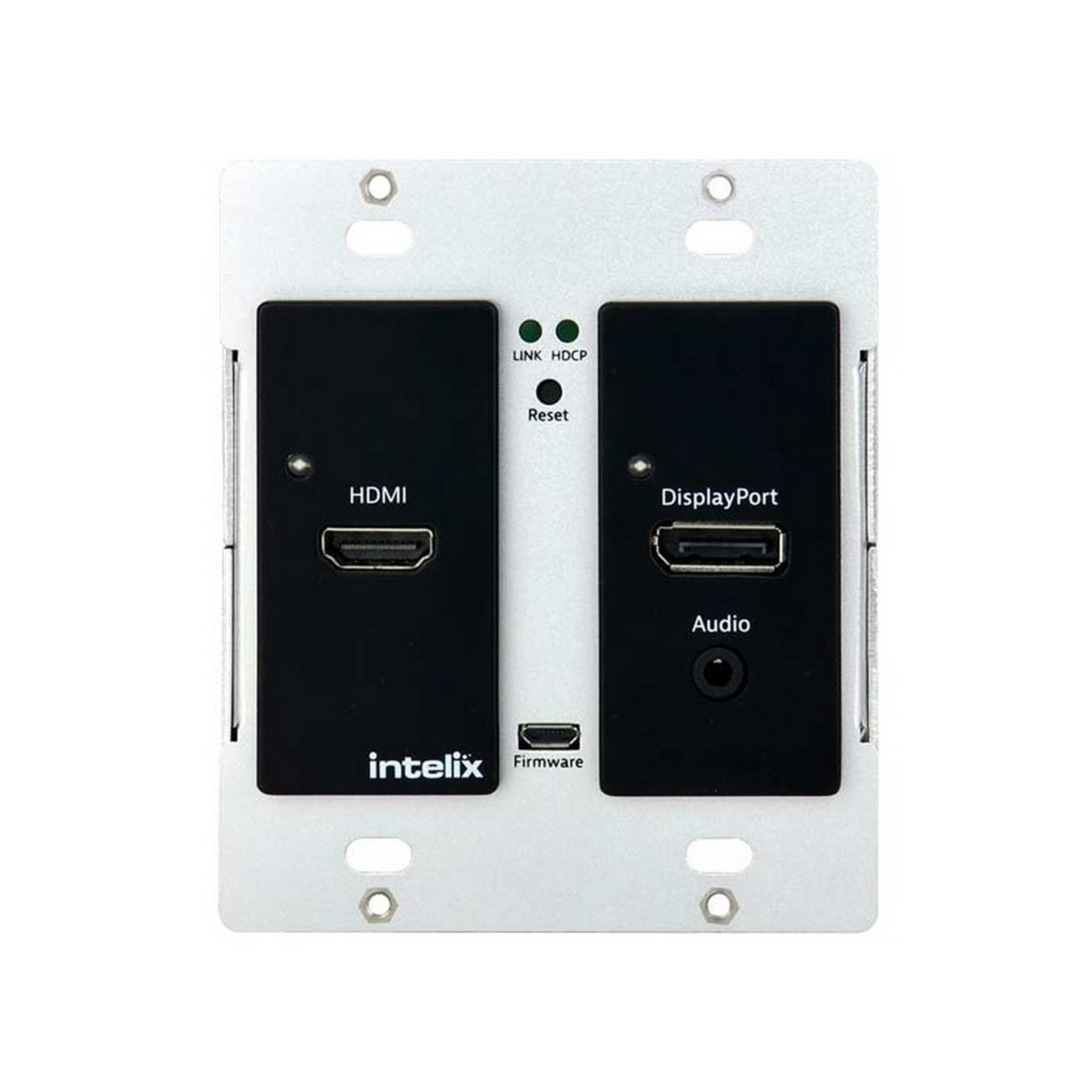 Intelix AS-1H1DP-WP-B Wallplate for HDMI/DisplayPort Auto-Switching with HDBaseT Output - Ideal for AV Installation