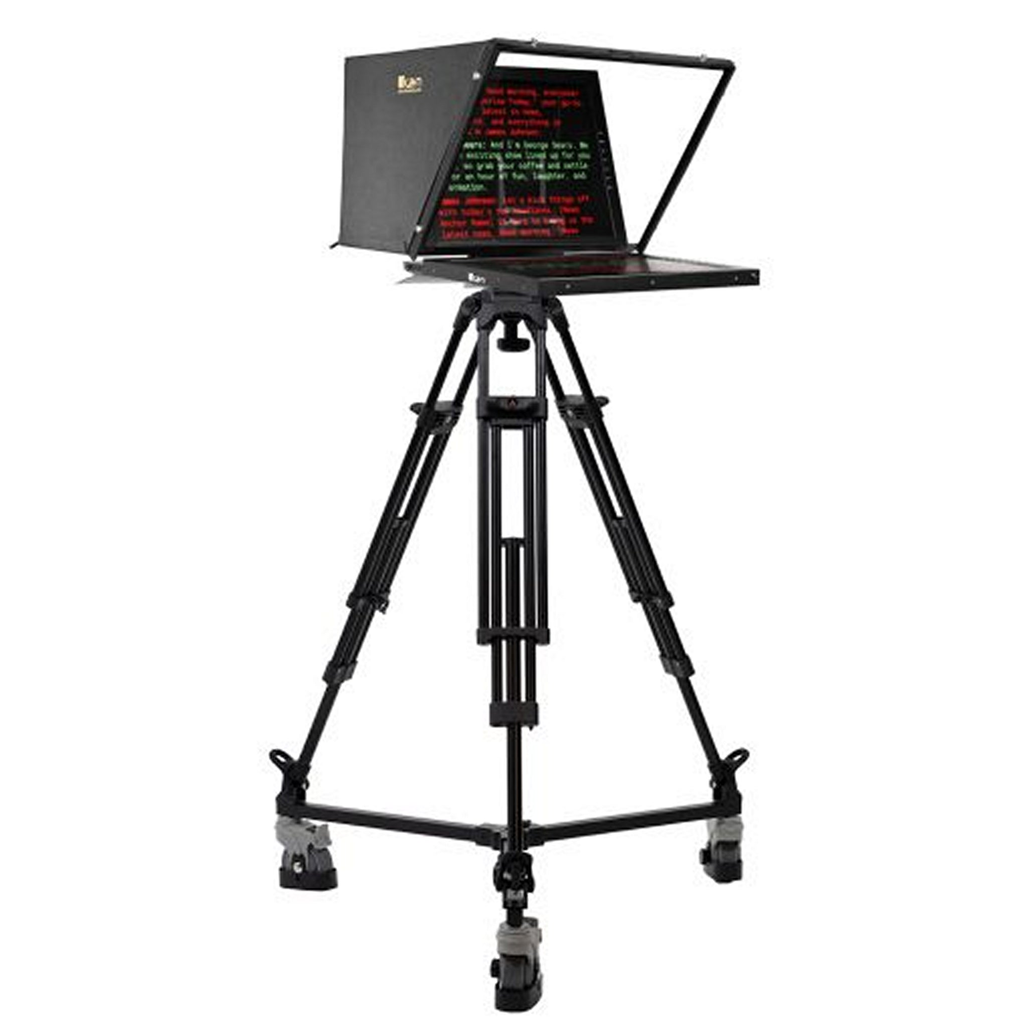 15-inch Professional Teleprompter Kit with Non-SDI Talent Monitor - Ikan PT4900-PTZ-V2-TRIPOD for Studios, Live Events and Virtual Productions
