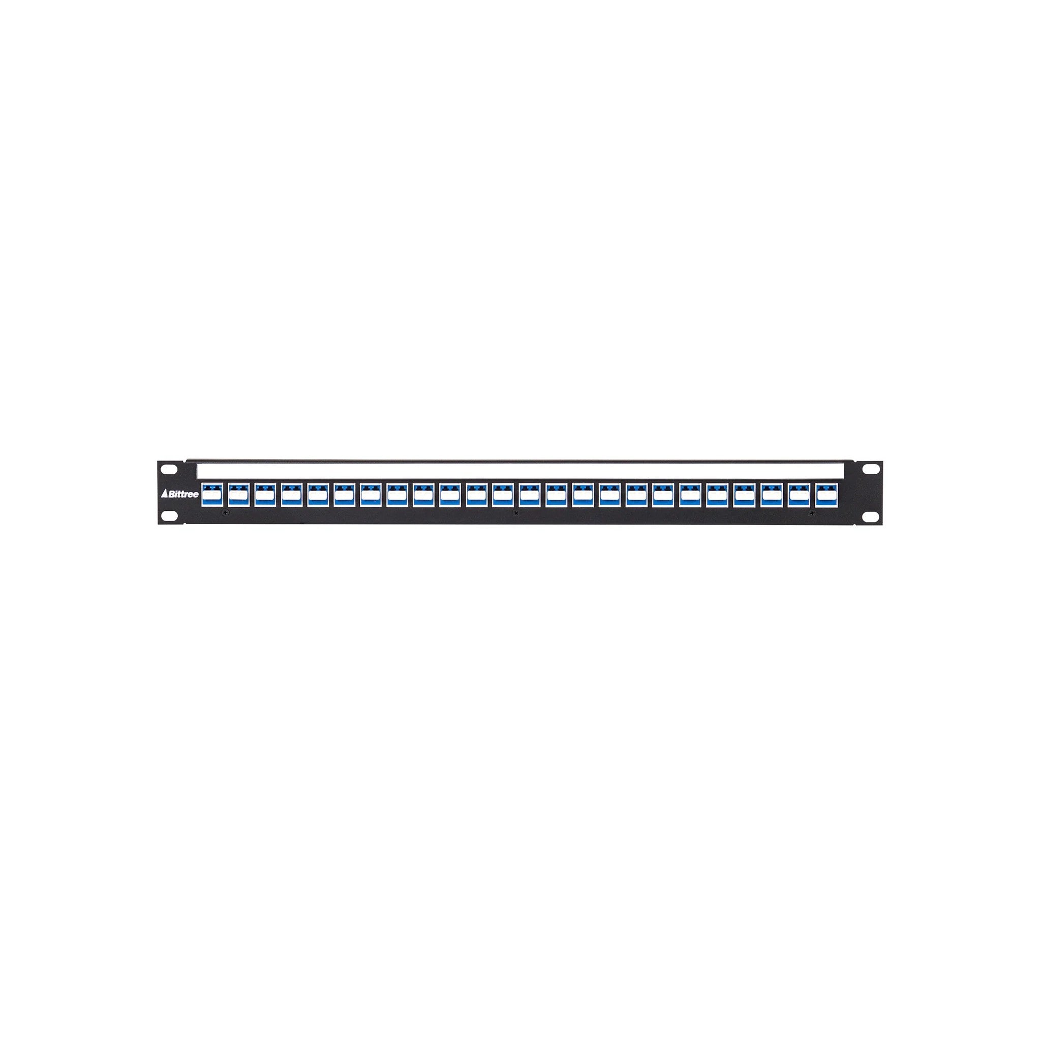 Bittree 1-Row 24-Coupler LC to LC UPC Blue Flush-Mount Fiber Keystone Panel