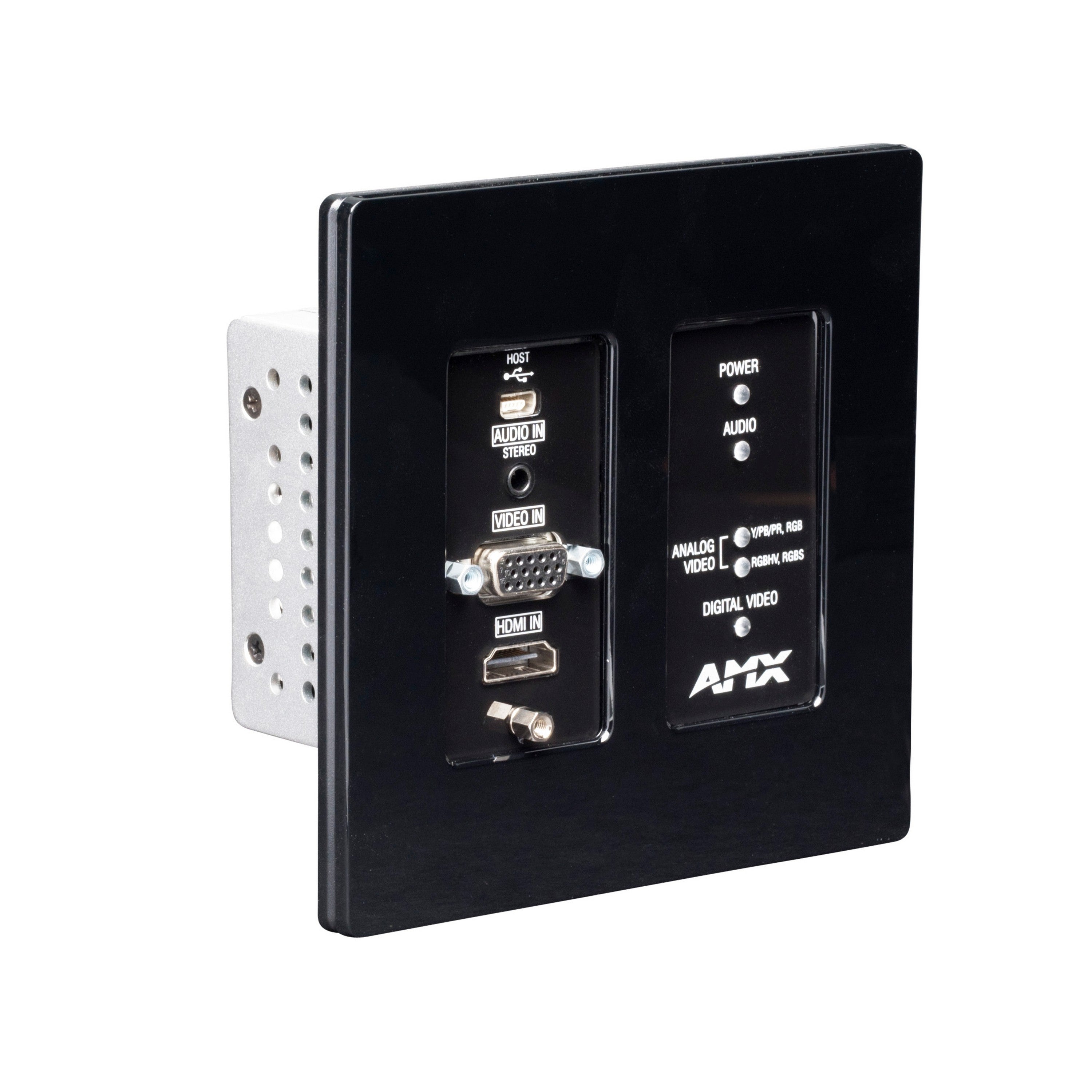 AMX NMX-ENC-N2315-WP-BL N2300 Series 4K Ultra High Definition Video Over IP Decorative Style Wallplate Encoder in Elegant Black Color
