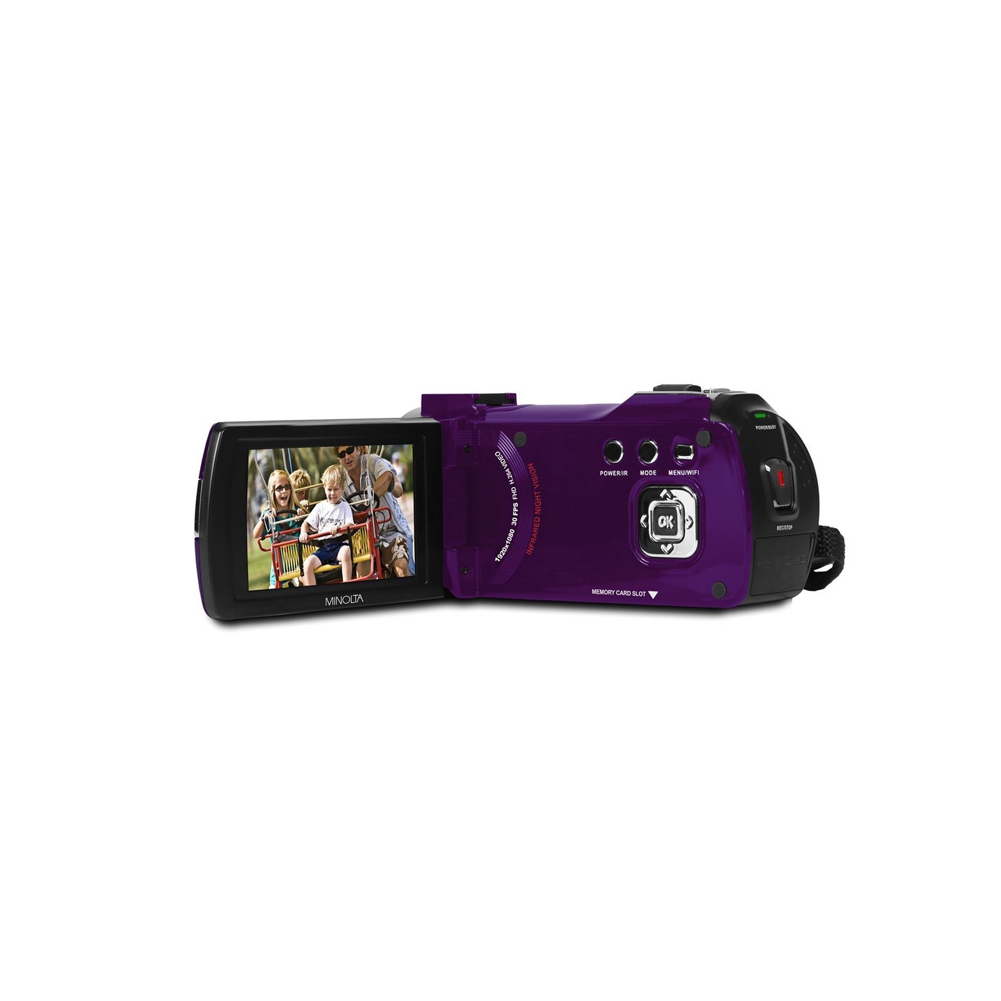 Purple Minolta MN200NV 1080p HD 24MP WiFi Digital Camcorder with Night Vision