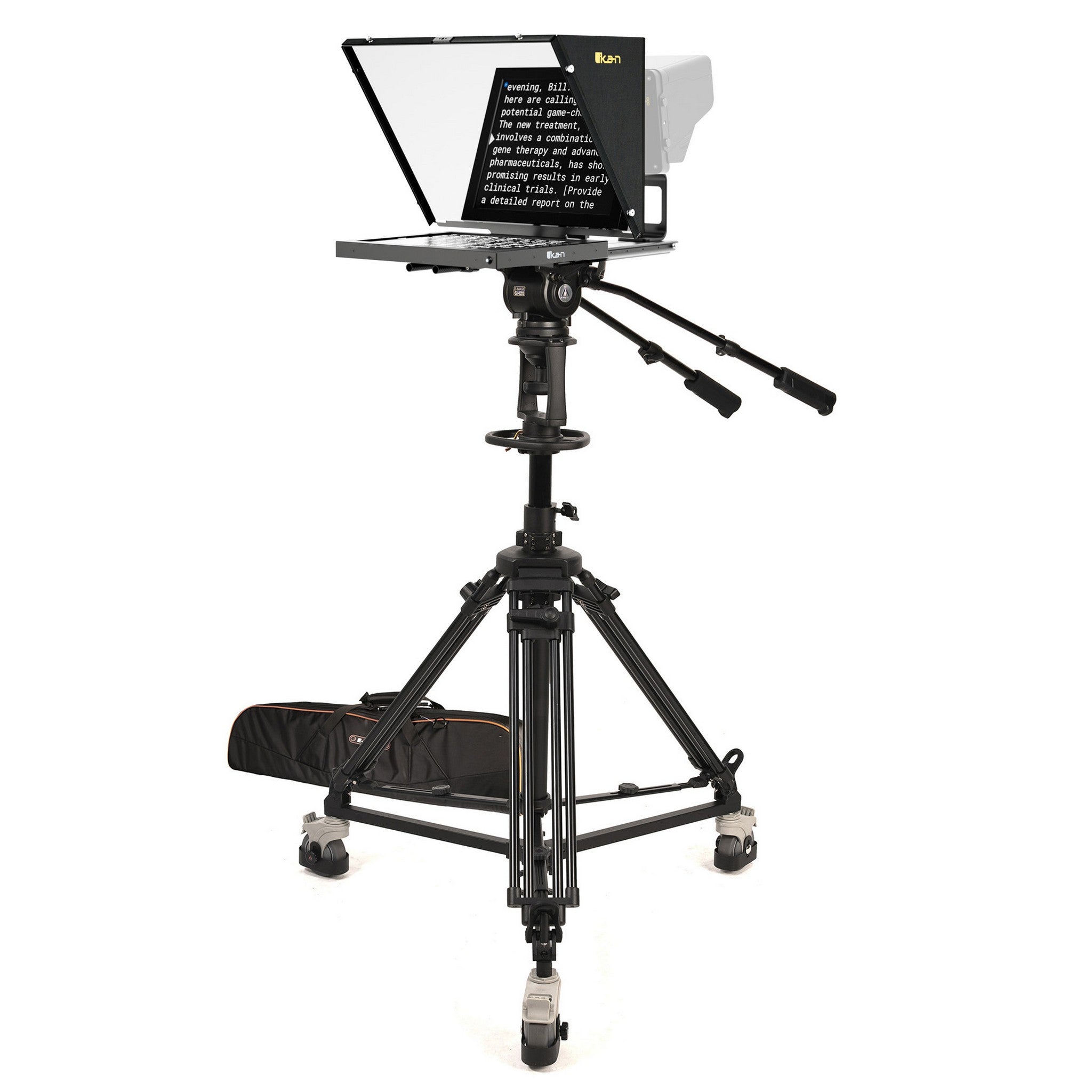 19-inch PTZ Widescreen Professional Teleprompter Pedestal Dolly System - Ikan PT4500-V3-PEDESTAL