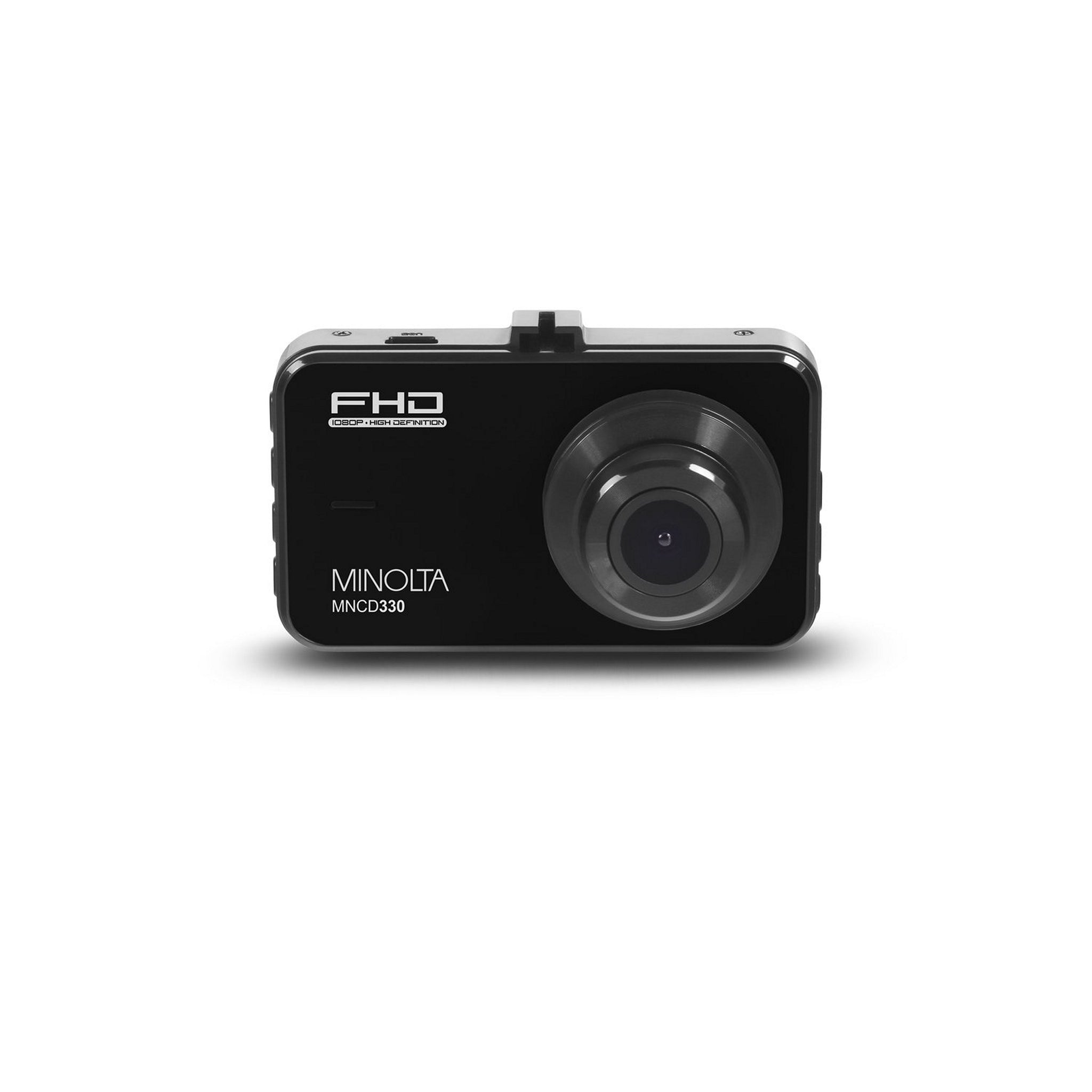 Black Minolta MNCD330 1080p Car Camcorder with 3.0-Inch LCD for Clear Road Recording