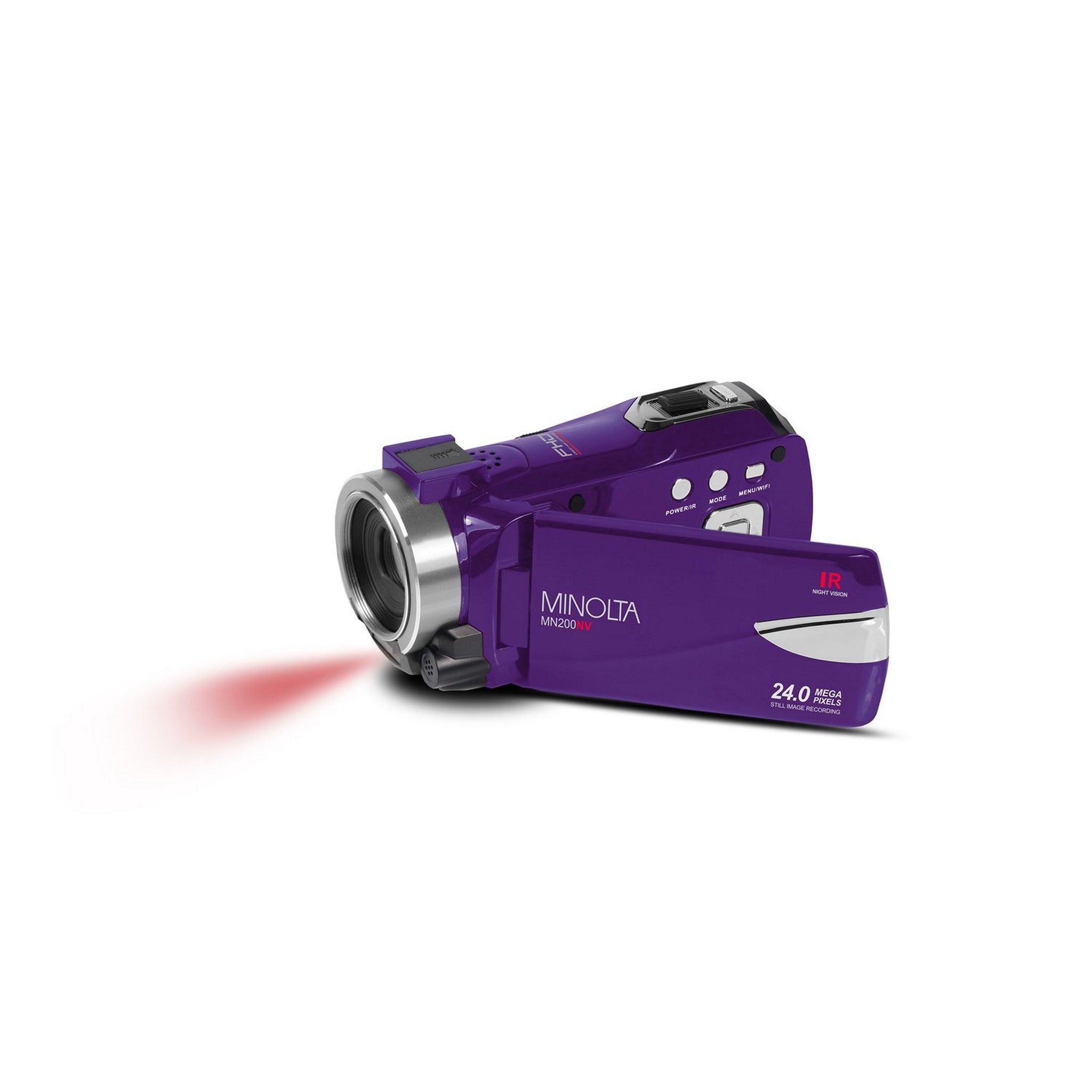 Purple Minolta MN200NV 1080p HD 24MP WiFi Digital Camcorder with Night Vision