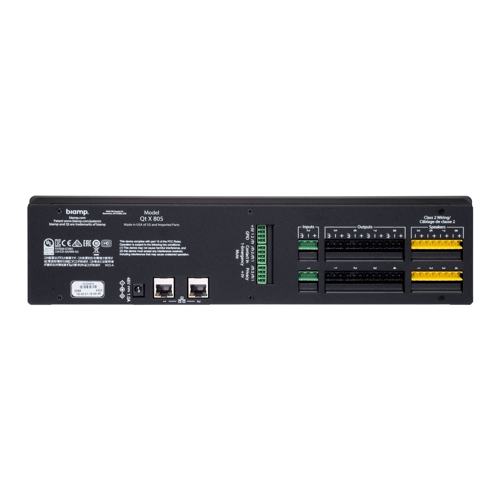 Biamp Cambridge Qt X 805: 8-Zone Advanced Sound Masking Control Generator