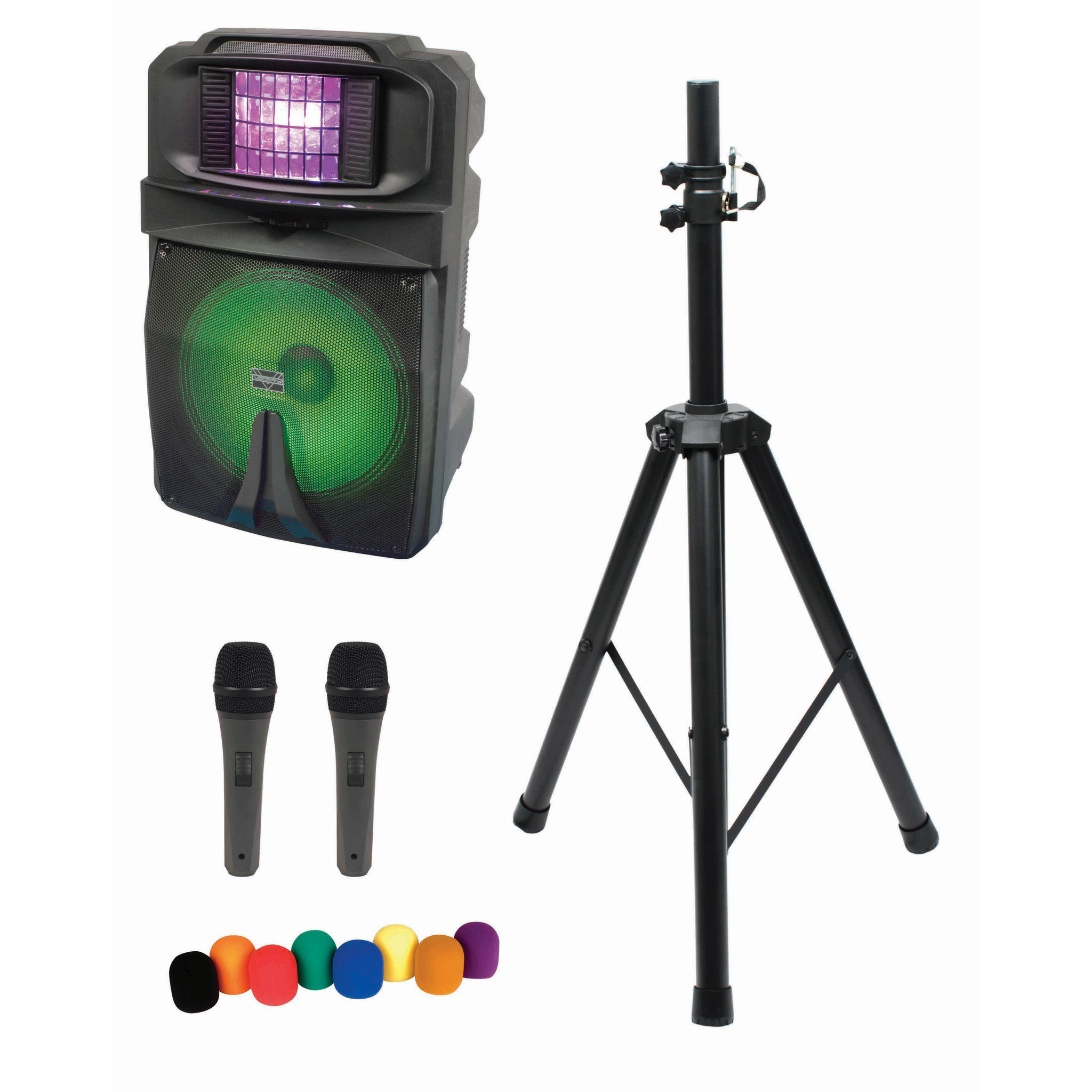 VocoPro Thunder-1500-Pro 1000W Professional Karaoke Wireless Microphone Speaker System with Stunning RGB Lights for an Immersive Karaoke Experience