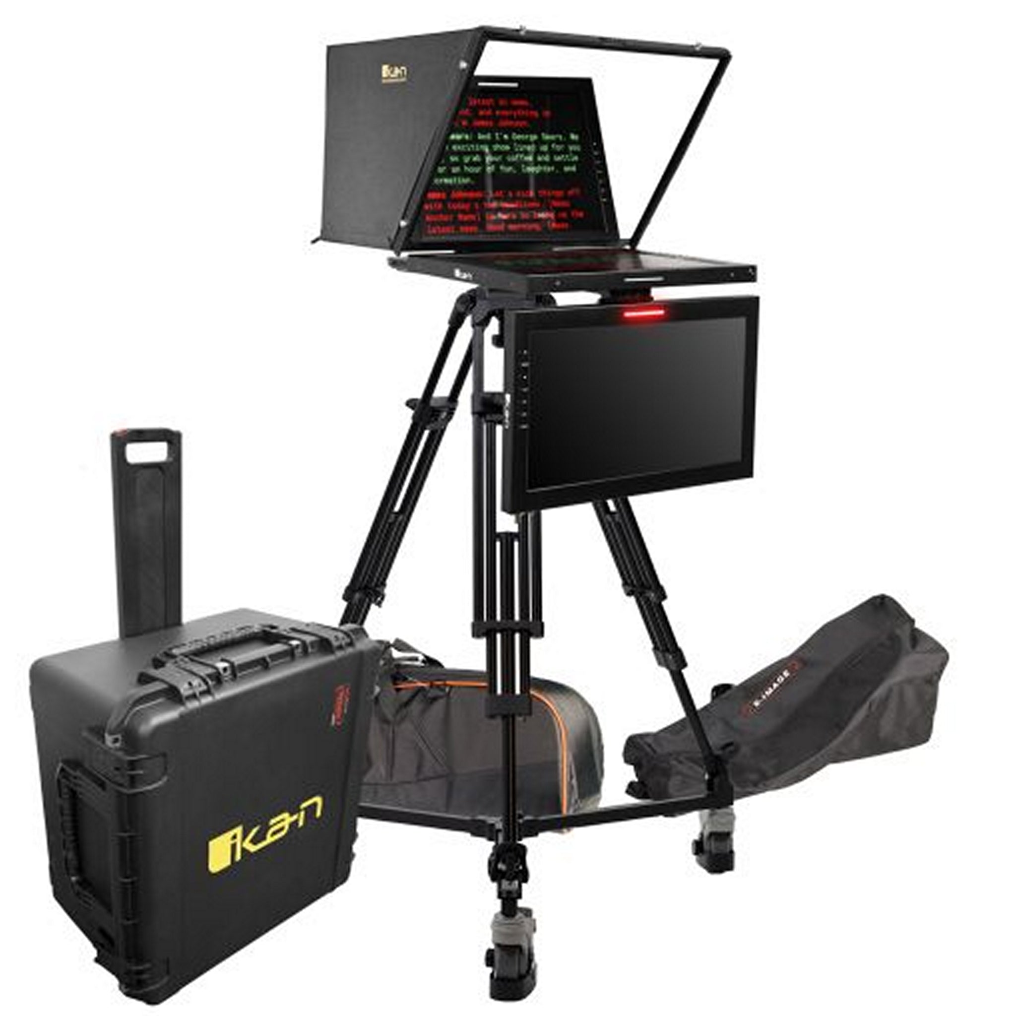 19-inch PTZ SDI Teleprompter with Talent Monitor, Tripod, and Dolly - Complete Turnkey Travel Kit for Professional Video Production