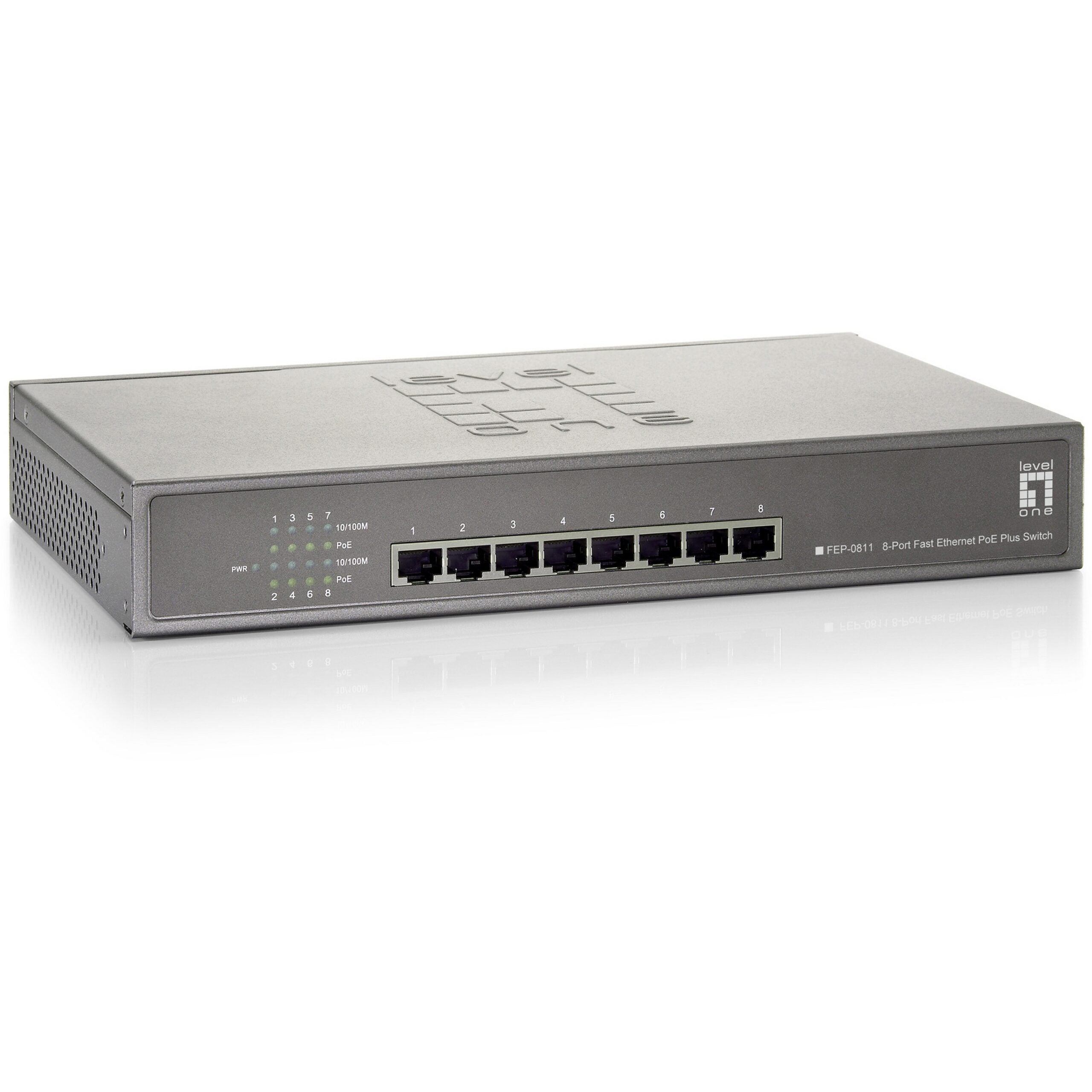 LevelOne 8-Port Fast Ethernet Power over Ethernet (PoE) Unmanaged Switch FEP-0811