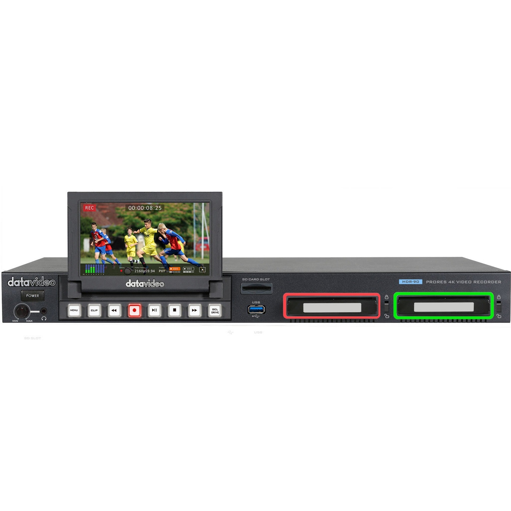 Datavideo HDR-90 Professional Rackmountable 1U ProRes 4K Video Recording Device for Broadcast and Cinematic Productions