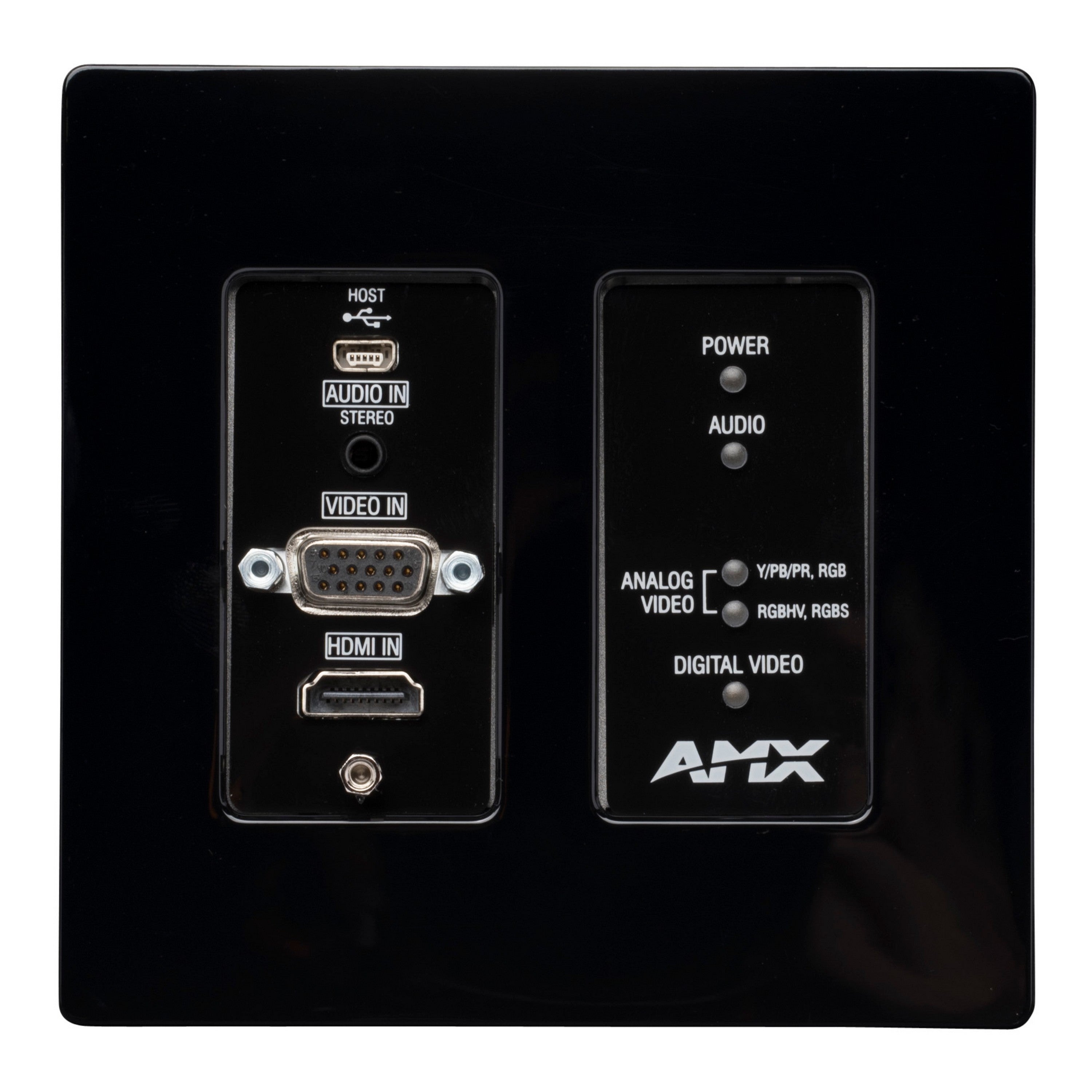AMX NMX-ENC-N2315-WP-BL N2300 Series 4K Ultra High Definition Video Over IP Decorative Style Wallplate Encoder in Elegant Black Color