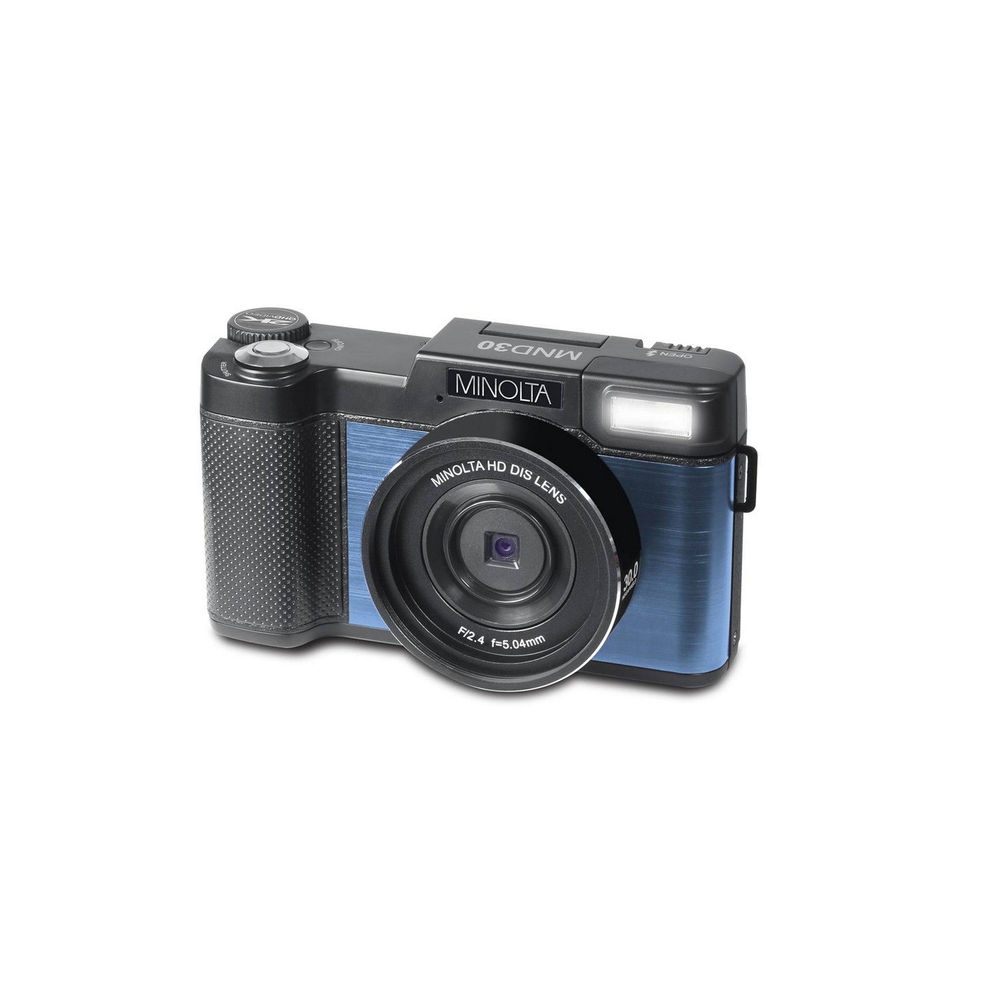 Blue Minolta MND30 Digital Camera with 30MP 2.7K Ultra HD Resolution