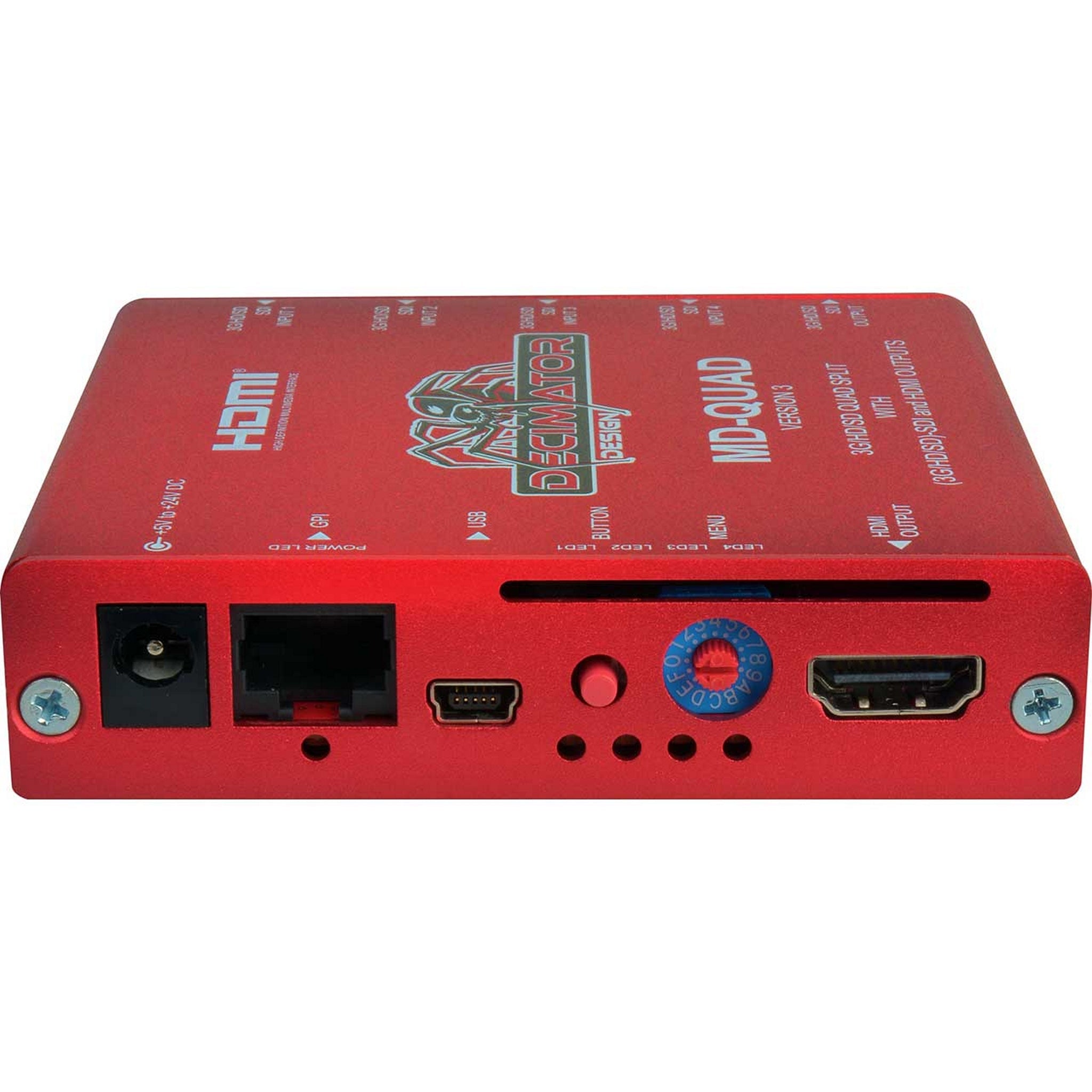 Decimator Design DEC-MD-QUAD Compact 3G HD SD Quad Split Multiviewer with HDMI for Video Broadcasting