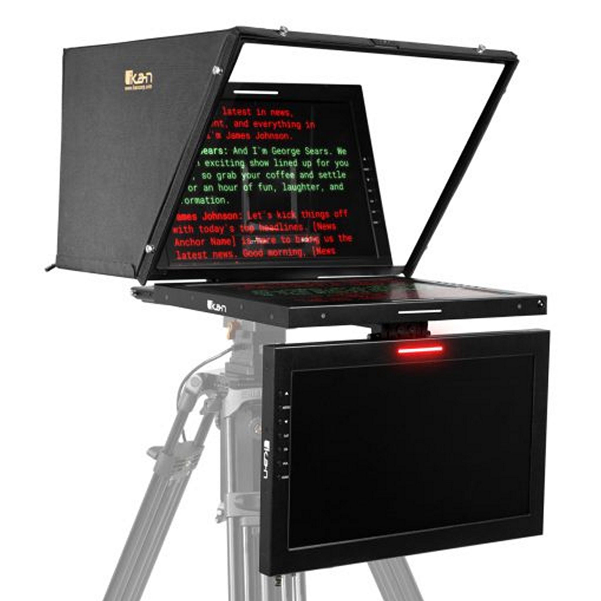 19-inch PTZ SDI Teleprompter with Talent Monitor, Tripod, and Dolly - Complete Turnkey Travel Kit for Professional Video Production