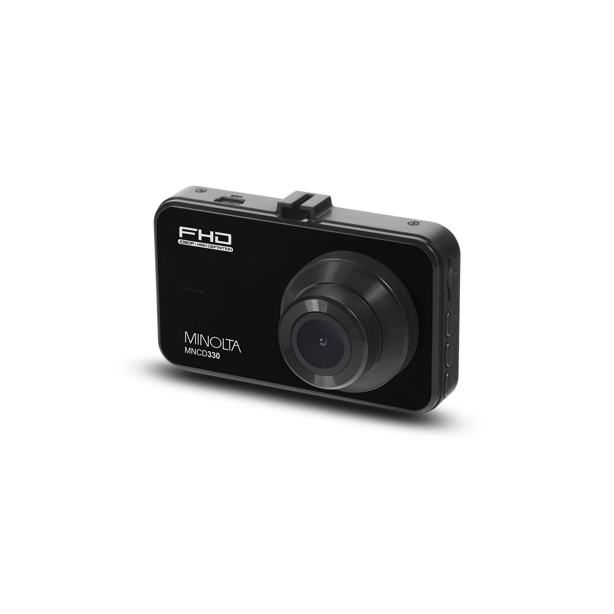 Black Minolta MNCD330 1080p Car Camcorder with 3.0-Inch LCD for Clear Road Recording