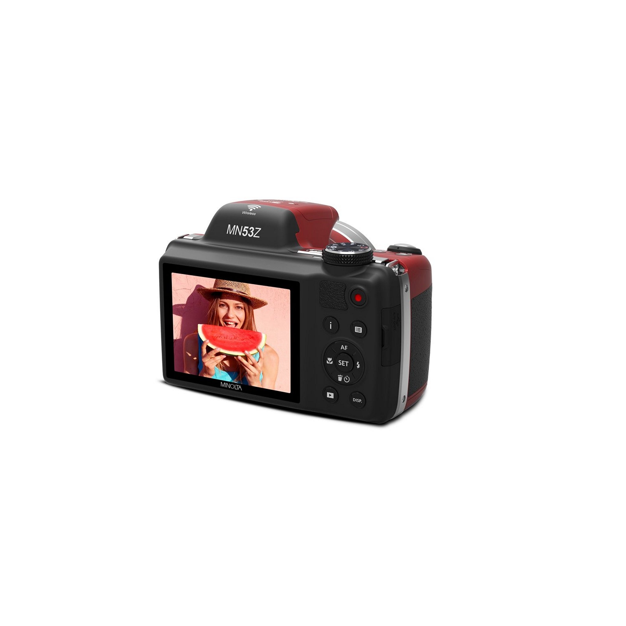 Red Minolta MN53Z 16MP HD Digital Bridge Camera with 53x Optical Zoom