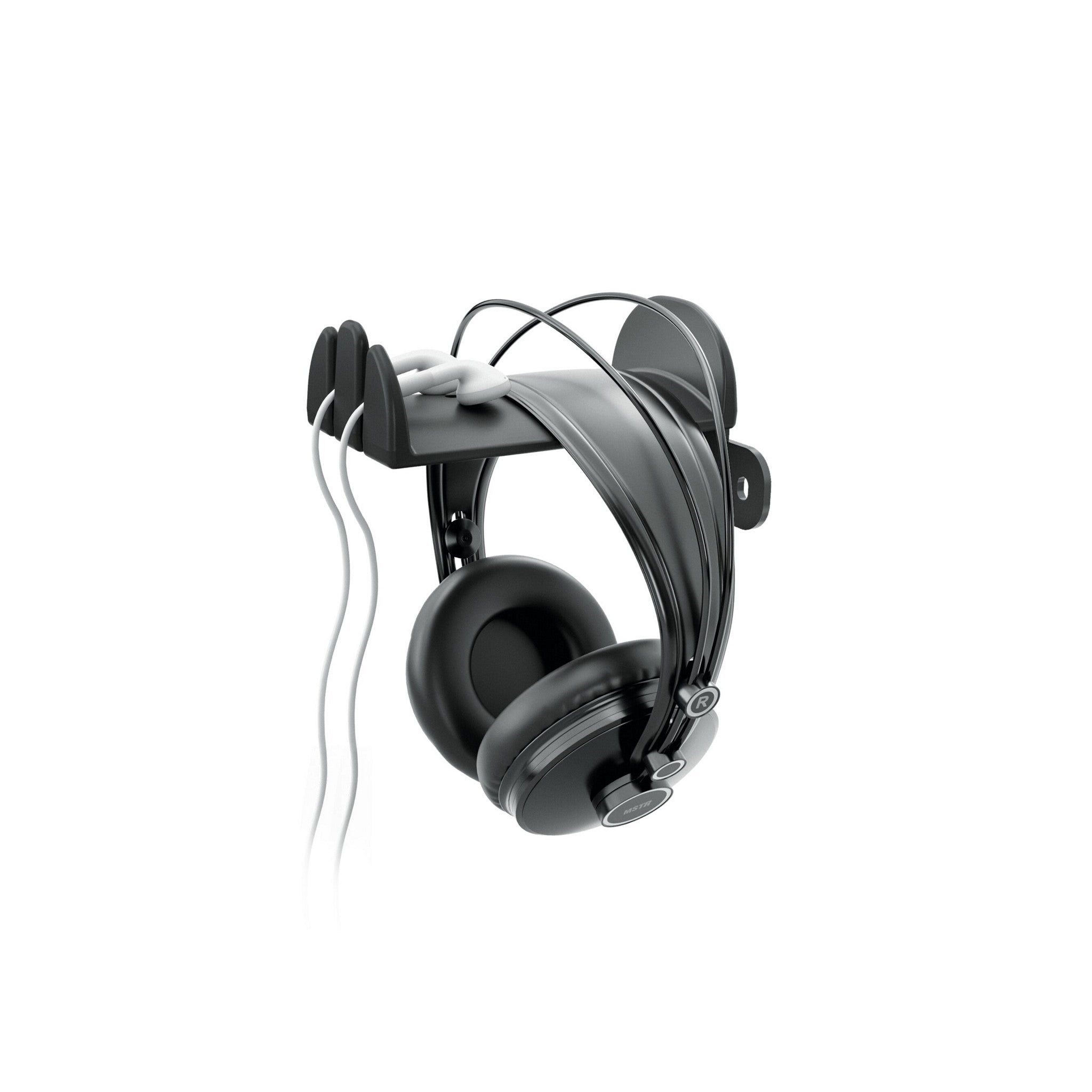 K&M 16310 Sturdy Black Headphone Wall Holder for Easy Storage