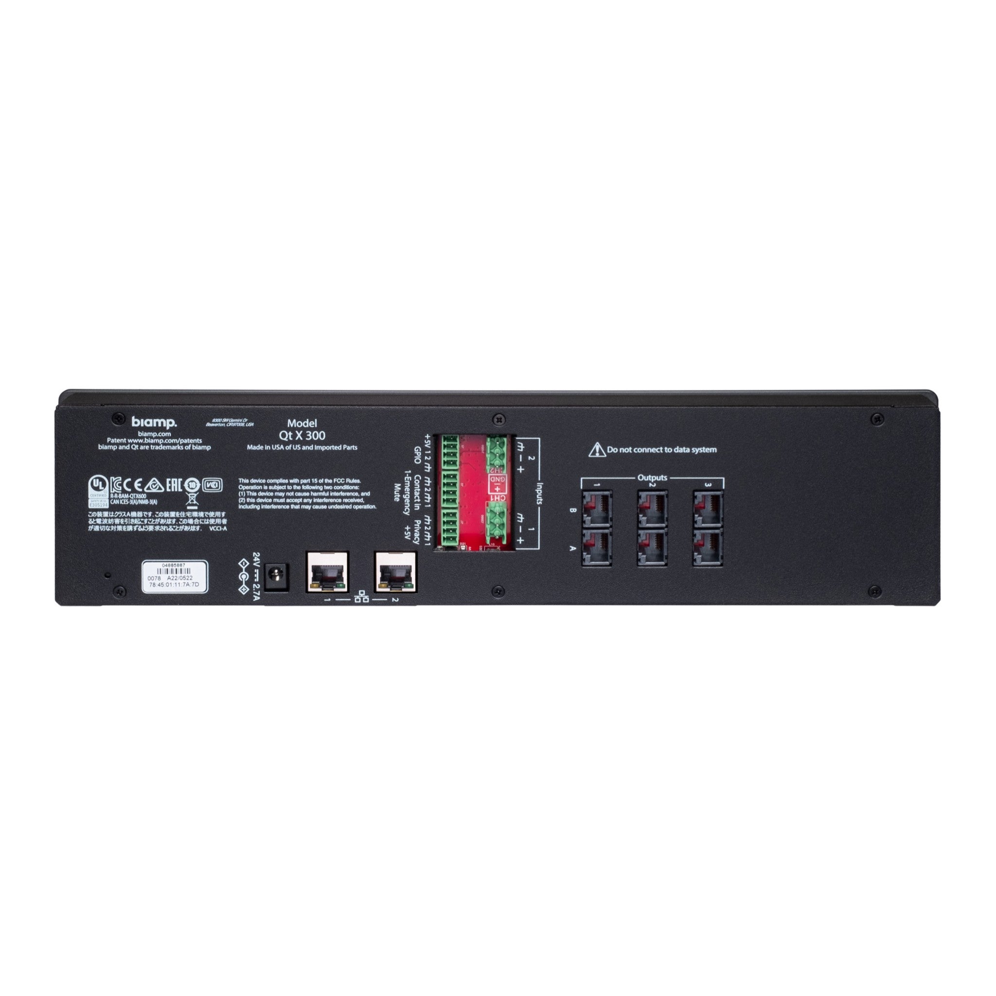Biamp Cambridge Qt X 300 Three - Zone Sound Masking Control Generator for Audio Distribution and Management