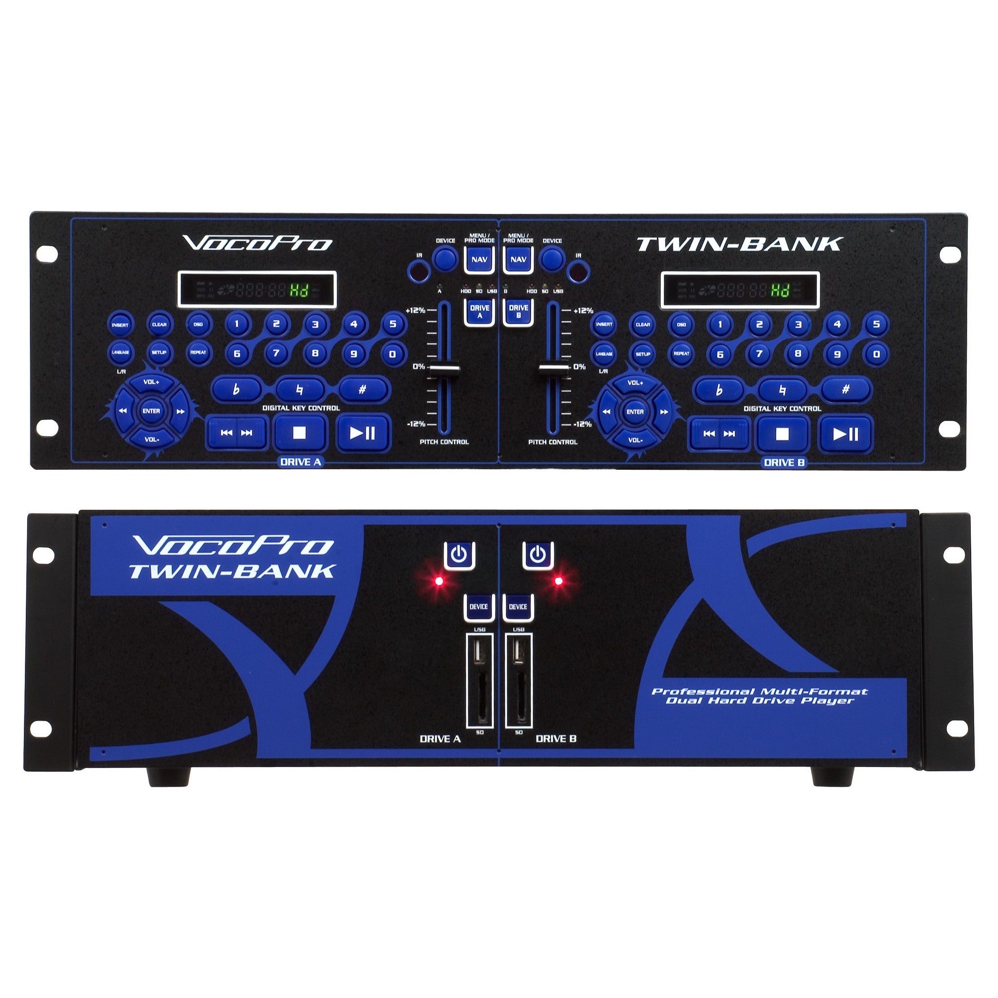 VocoPro TWIN - BANK Dual 500GB Professional Multi - Format Hard Drive Player