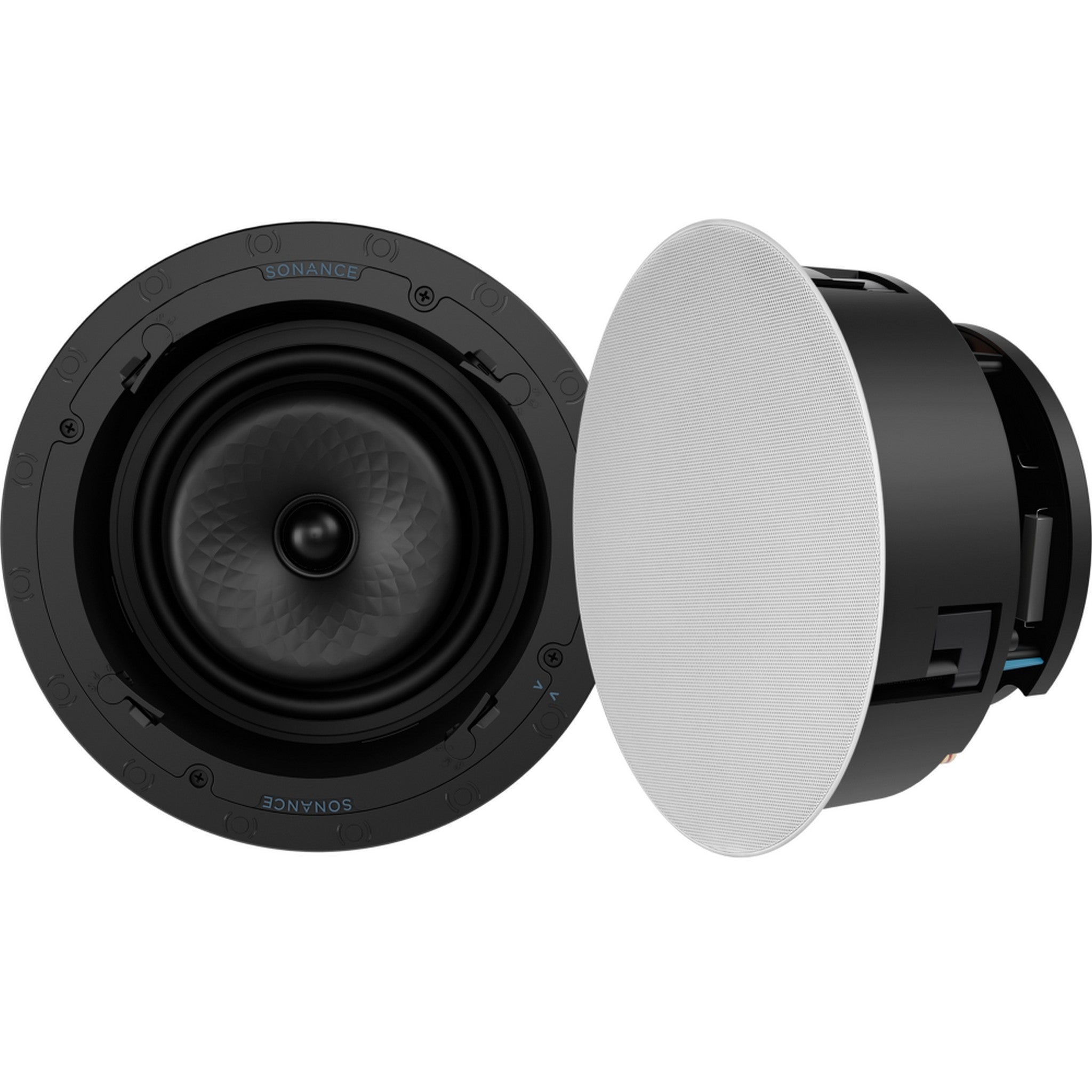 Sonance VX86R Pair of 8-Inch Round In-Ceiling Speakers with White Micro Trim Grille