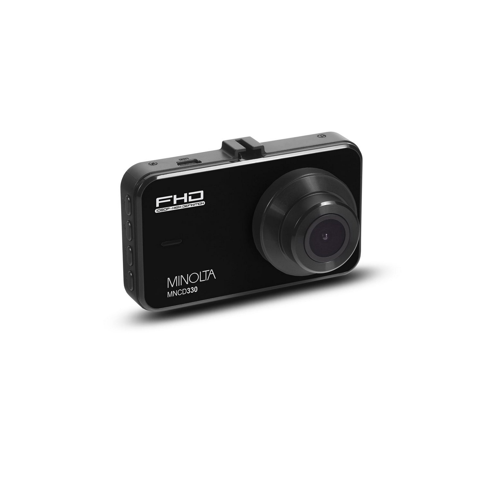 Black Minolta MNCD330 1080p Car Camcorder with 3.0-Inch LCD for Clear Road Recording