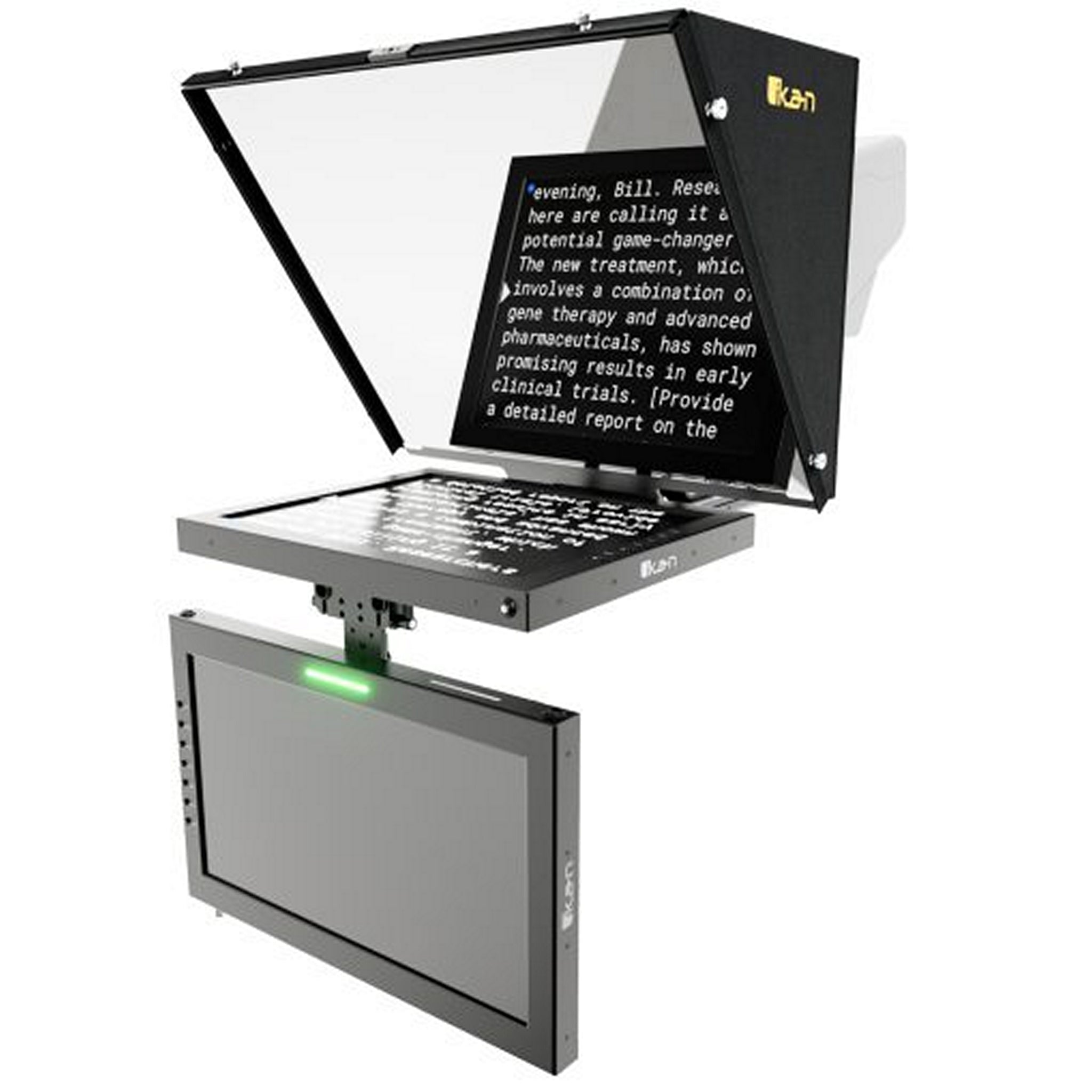 19-inch PTZ Widescreen Professional Teleprompter Pedestal Dolly System - Ikan PT4500-V3-PEDESTAL