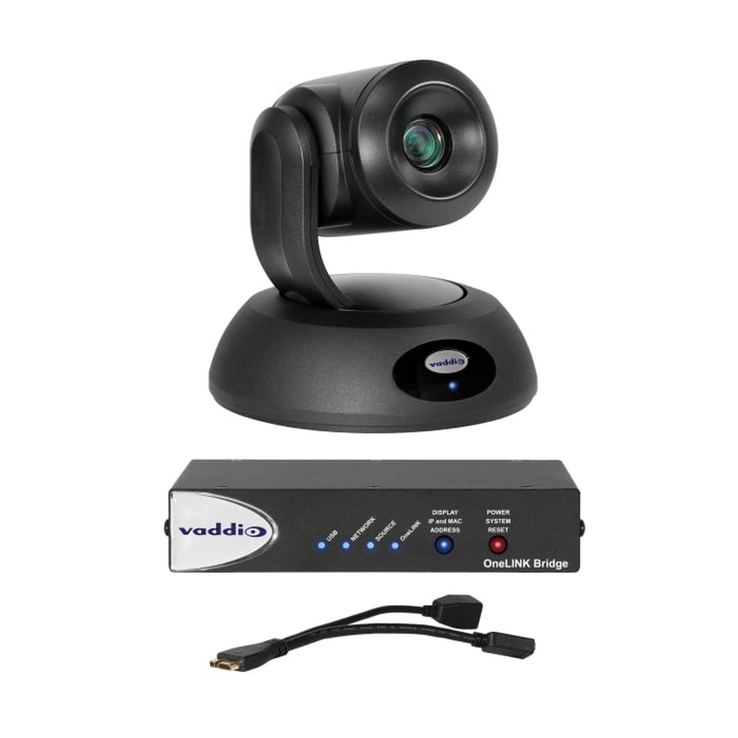 Vaddio Black RoboSHOT 12E HDBT OneLINK Bridge PTZ Camera System for Cisco SX Codecs