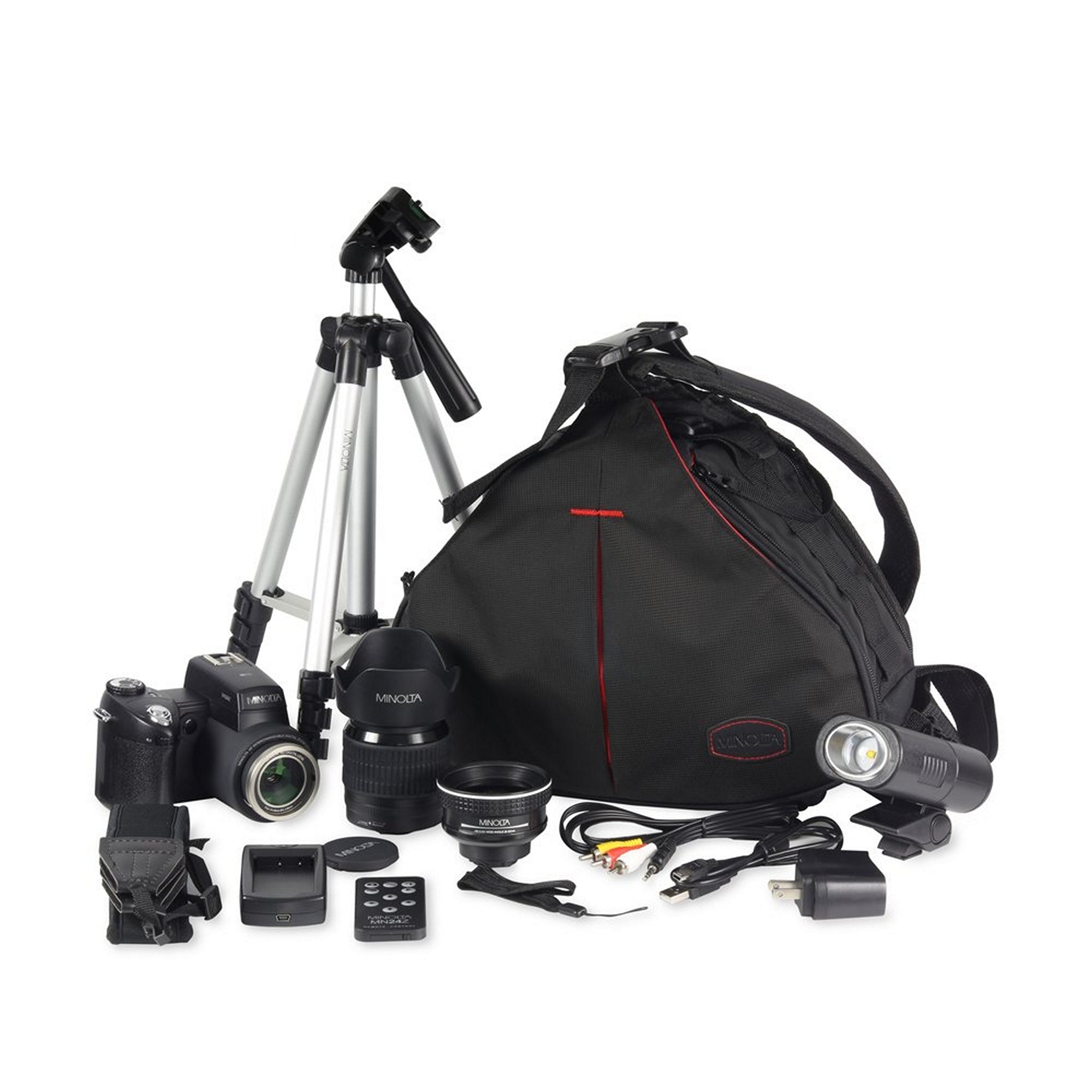 Black Minolta MN24Z 33MP 1080p HD Digital Camera with Interchangeable Lens Kit